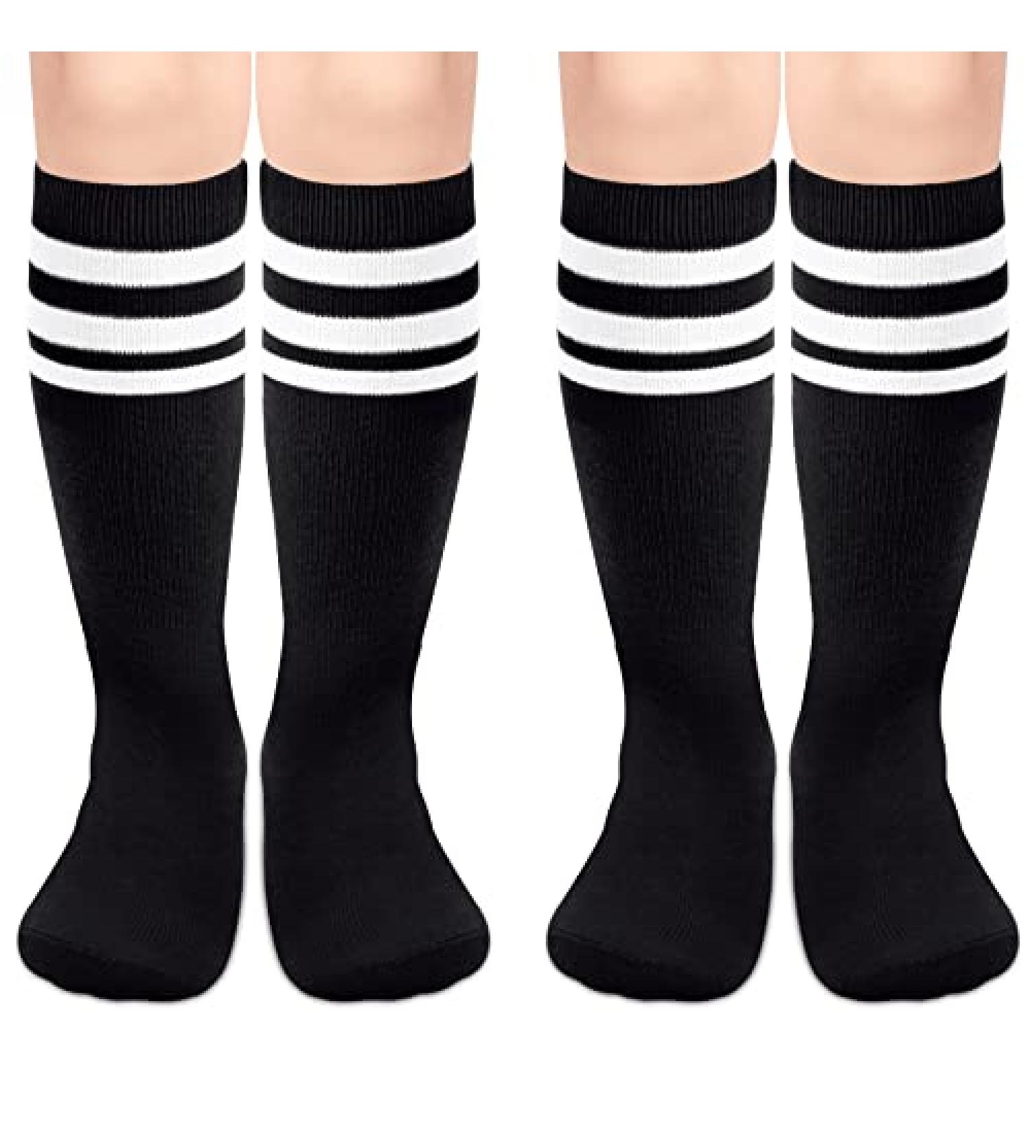 Olreco Youth Soccer Socks for Boys and Girls | Toddler Knee High Long Tube Socks 3-6 Years | Black & White - Buy Online on SooperMarket.com
