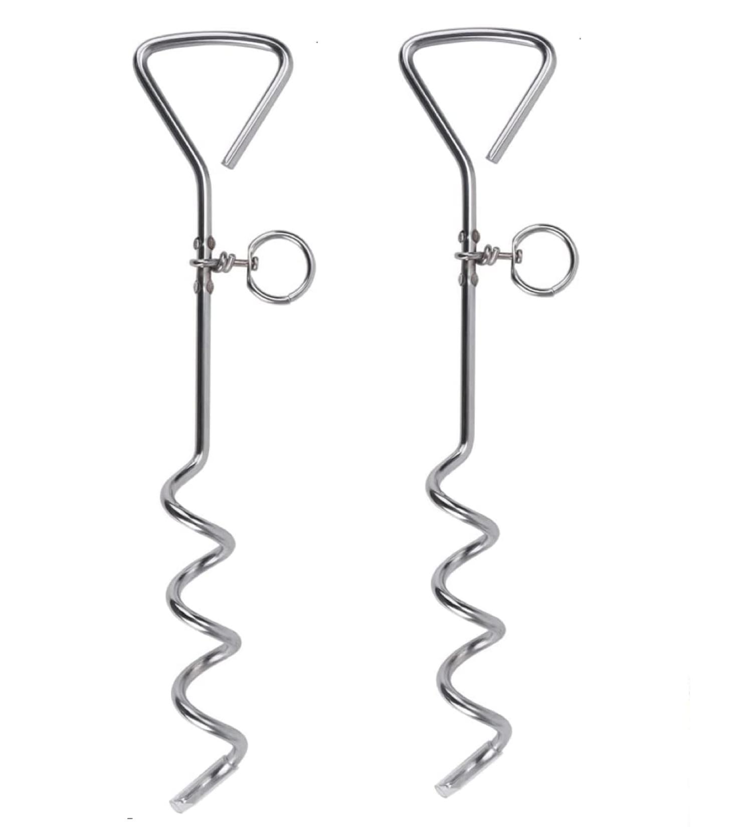 2 X 16" Heavy Duty Ground Spike Stake (41cm) Dog Chains for outside Dog Tie Out Cable Steel Spiral Dog Tether Outdoor Dog Camping Accessories (Stake Only 2 X 41cm) - Buy Online on SooperMarket.com