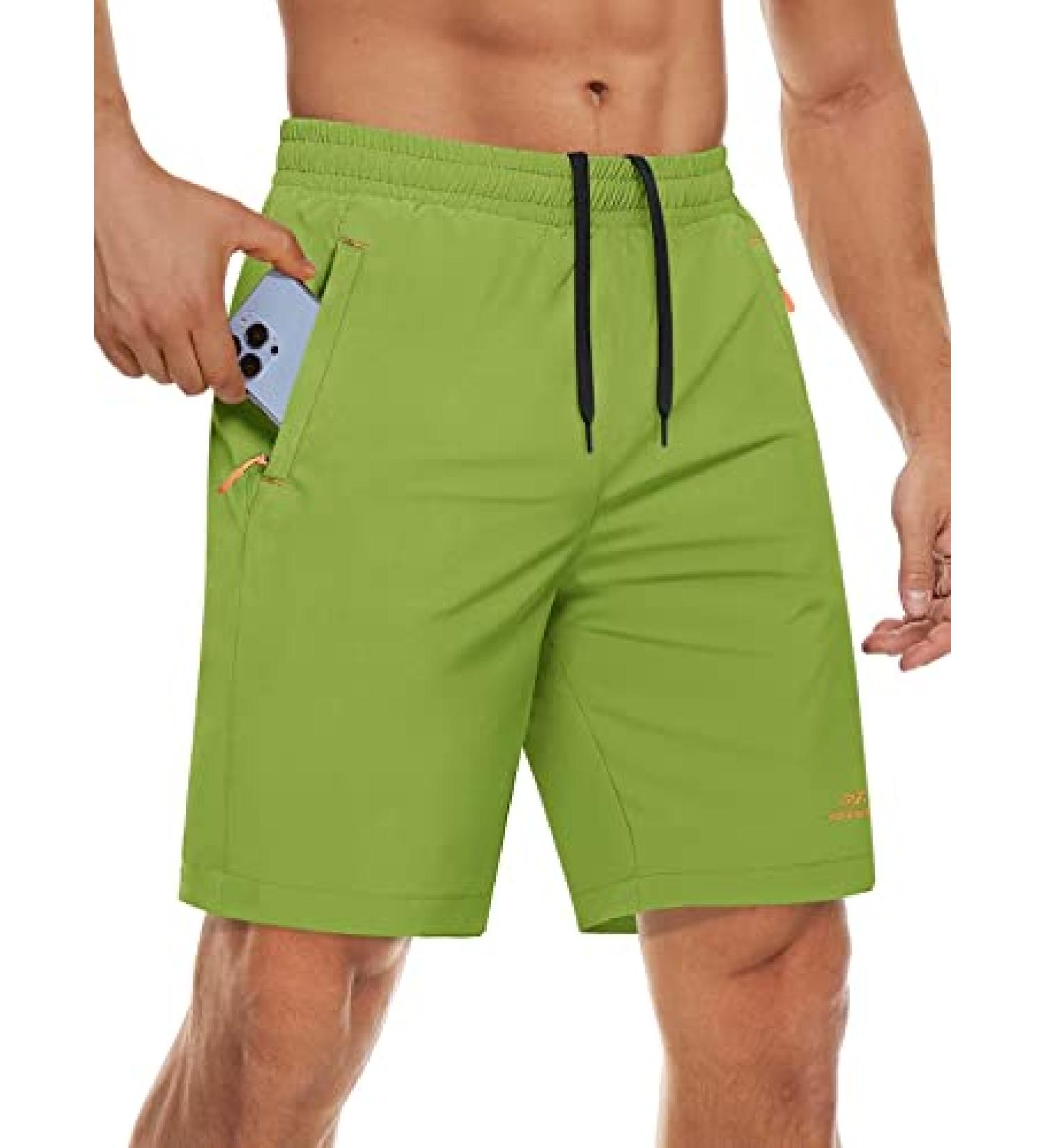 MAGCOMSEN Men's Quick Dry Running Shorts with Zipper Pockets - Fruit Green - Size 38 - Buy Online on SooperMarket.com