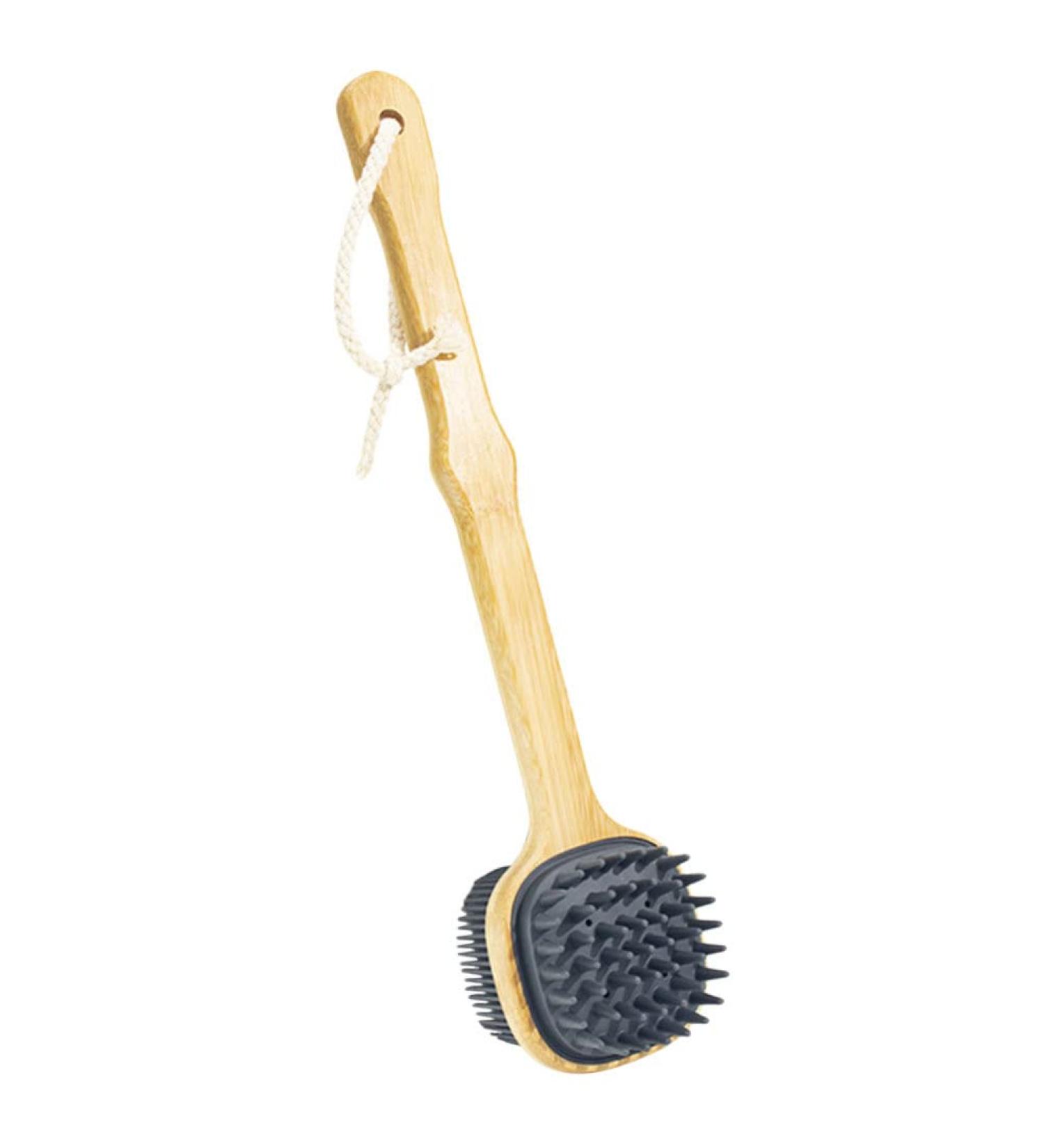 FRCOLOR Loofah Handle Back Scrubber - Silicone Brush for Exfoliation & Massage - Buy Online on SooperMarket.com