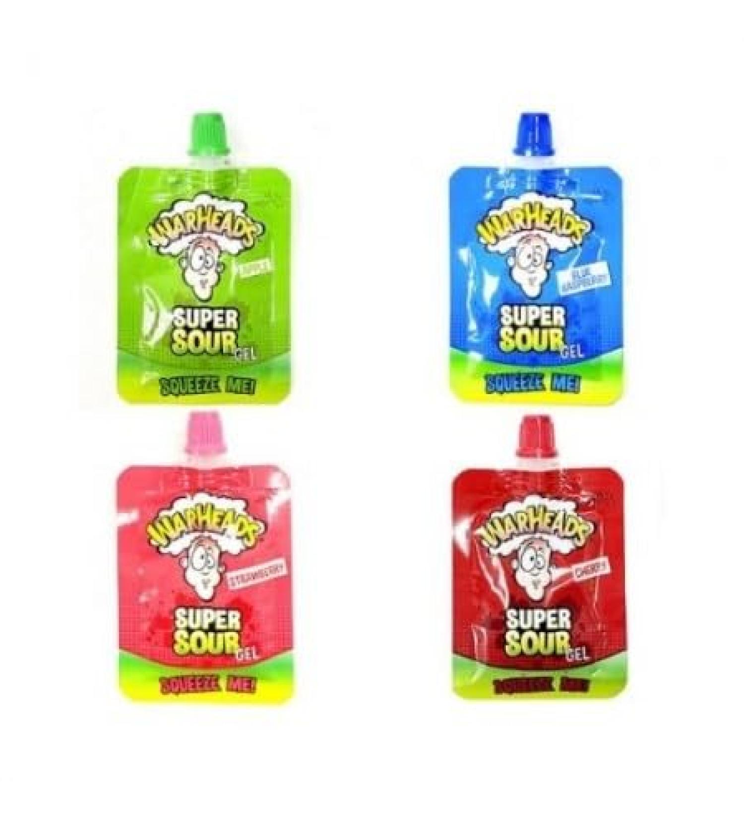 4x Warheads Attack Gel Tongue Gel - Cherry Apple Strawberry Raspberry - super sour - Original from USA