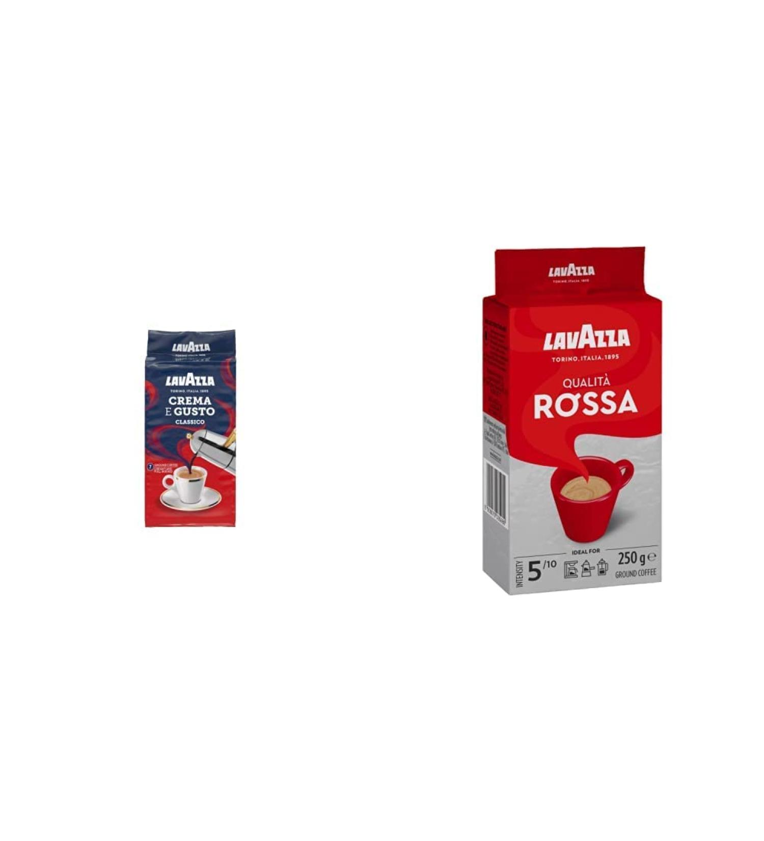 Lavazza Crema e Gusto Arabica and Robusta Dark Roast Ground Coffee 250 g (pack of 8) & Qualita Rossa Arabica and Robusta Medium Roast Ground Coffee 250 g (Pack of 12) Crema e Gusto + Medium Roast Ground Coffee 250 g  - Buy Online on SooperMarket.com
