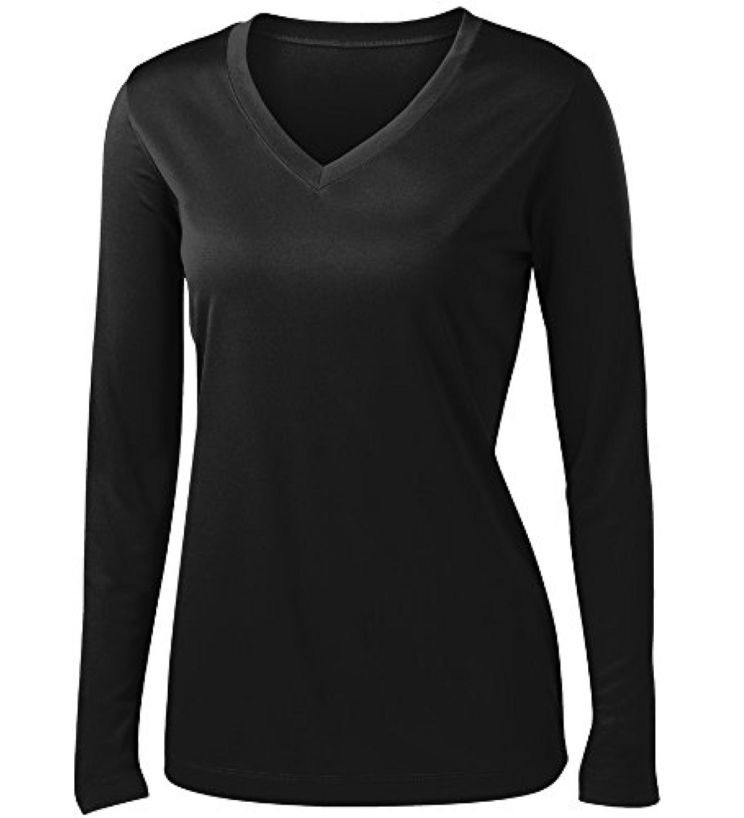 Animal Den Ladies Long Sleeve Moisture Wicking Athletic Shirts Sizes XS-4XL Medium Black