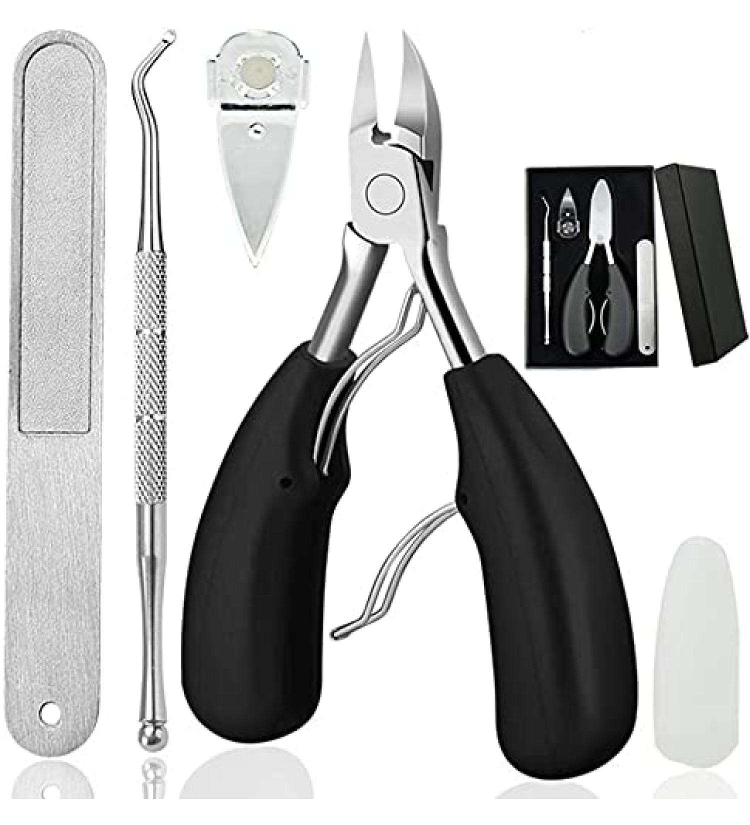 Professional Toe Nail Clipper for Thick and Ingrown Toenails - Surgical Stainless Steel Trimmer with Soft Grip Handle (4PCS) - Buy Online on SooperMarket.com