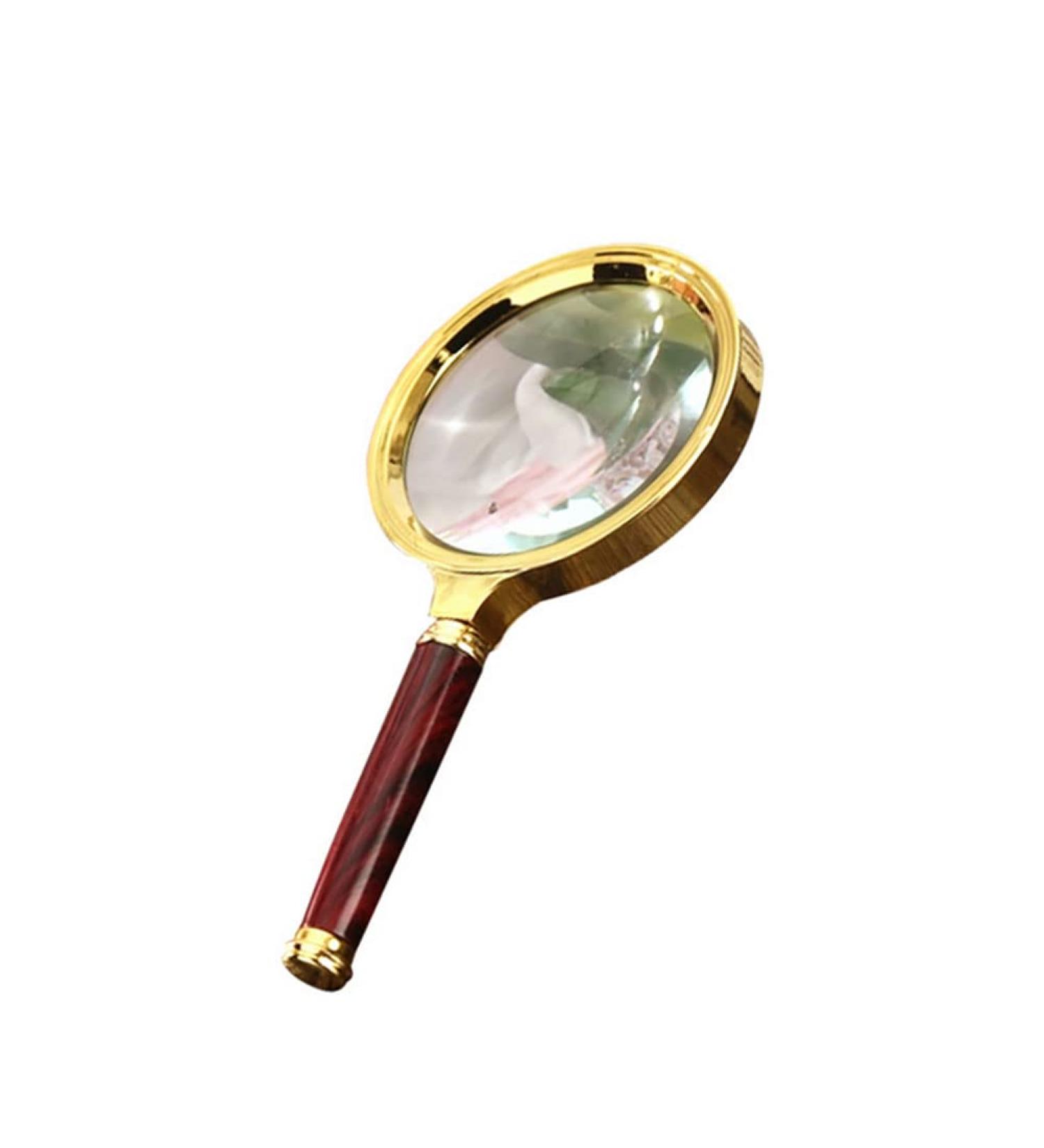 70mm 10X Handheld Magnifying Glass Shatterproof Reading Magnifier Real Glass Magnifying Lens with Imitation Mahogany Handle for Science Reading Book Inspection - Buy Online on SooperMarket.com