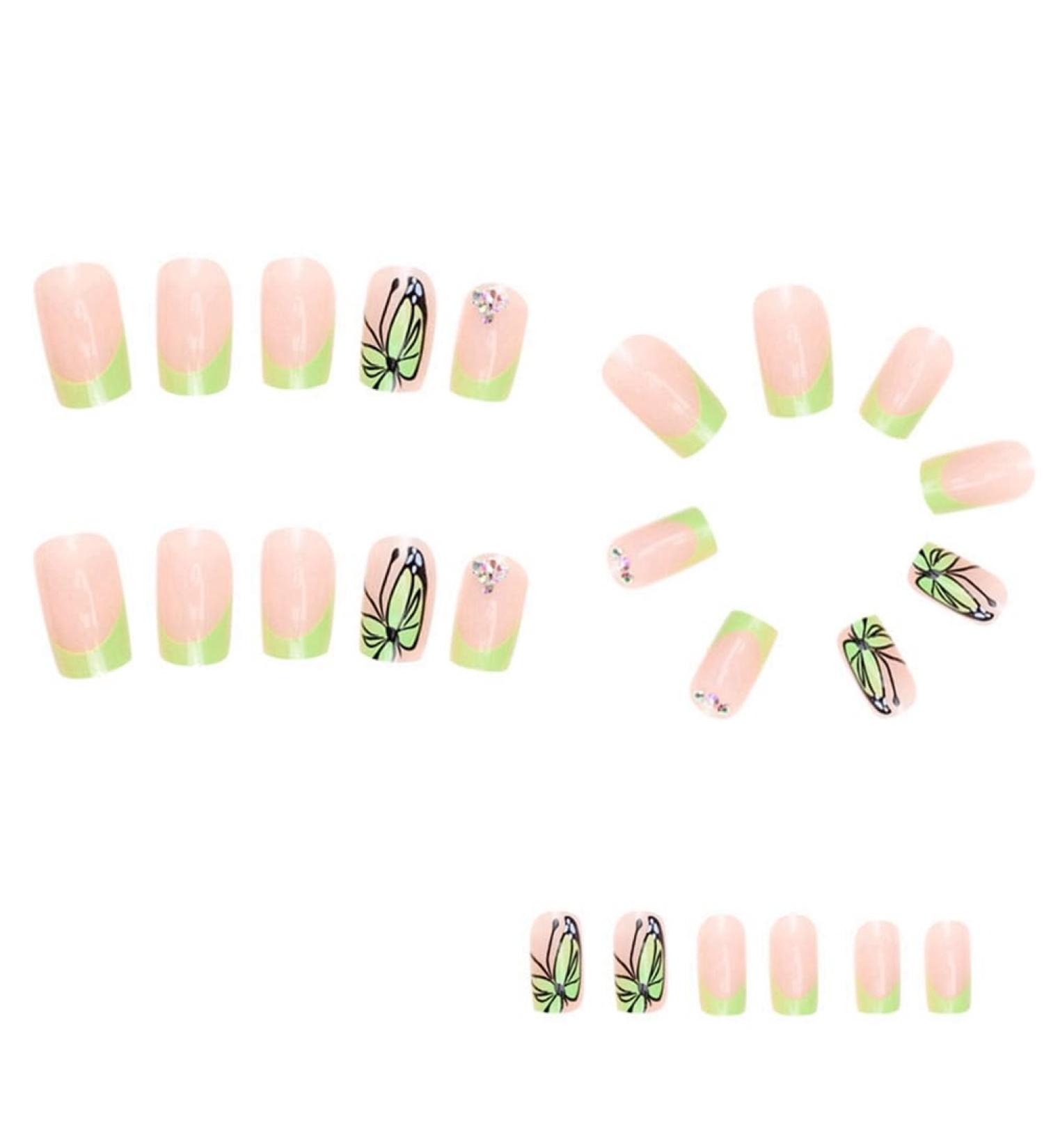sunroot French Butterfly False Nails Long Coffin Nail Tip Detachable Press on Nails DIY Manicure ABS - Buy Online on SooperMarket.com