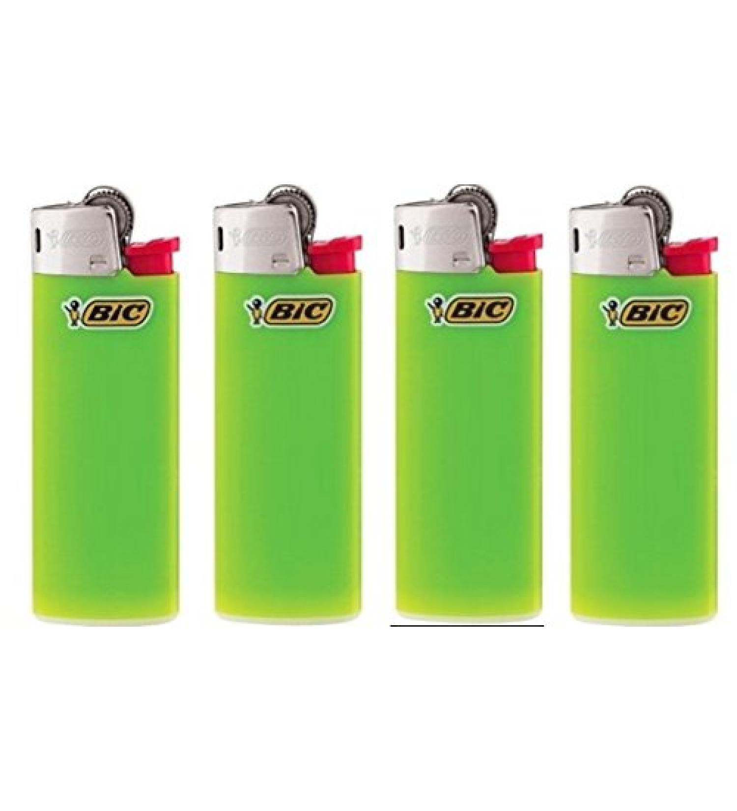 LOT OF 4 BIC MINI LIME GREEN LIGHTERS NEW