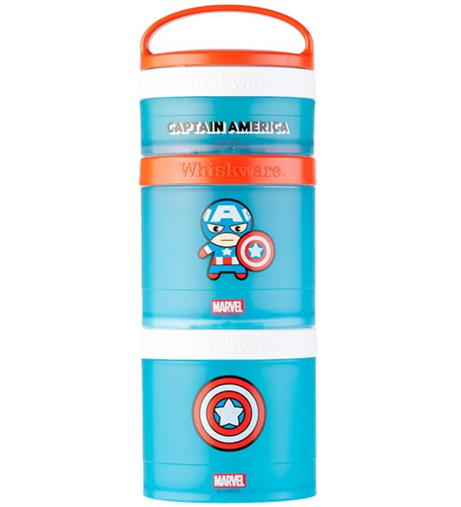 Whiskware Captain America Snack Cups for Kids | 3 Stackable Containers for School and Travel - Buy Online on SooperMarket.com