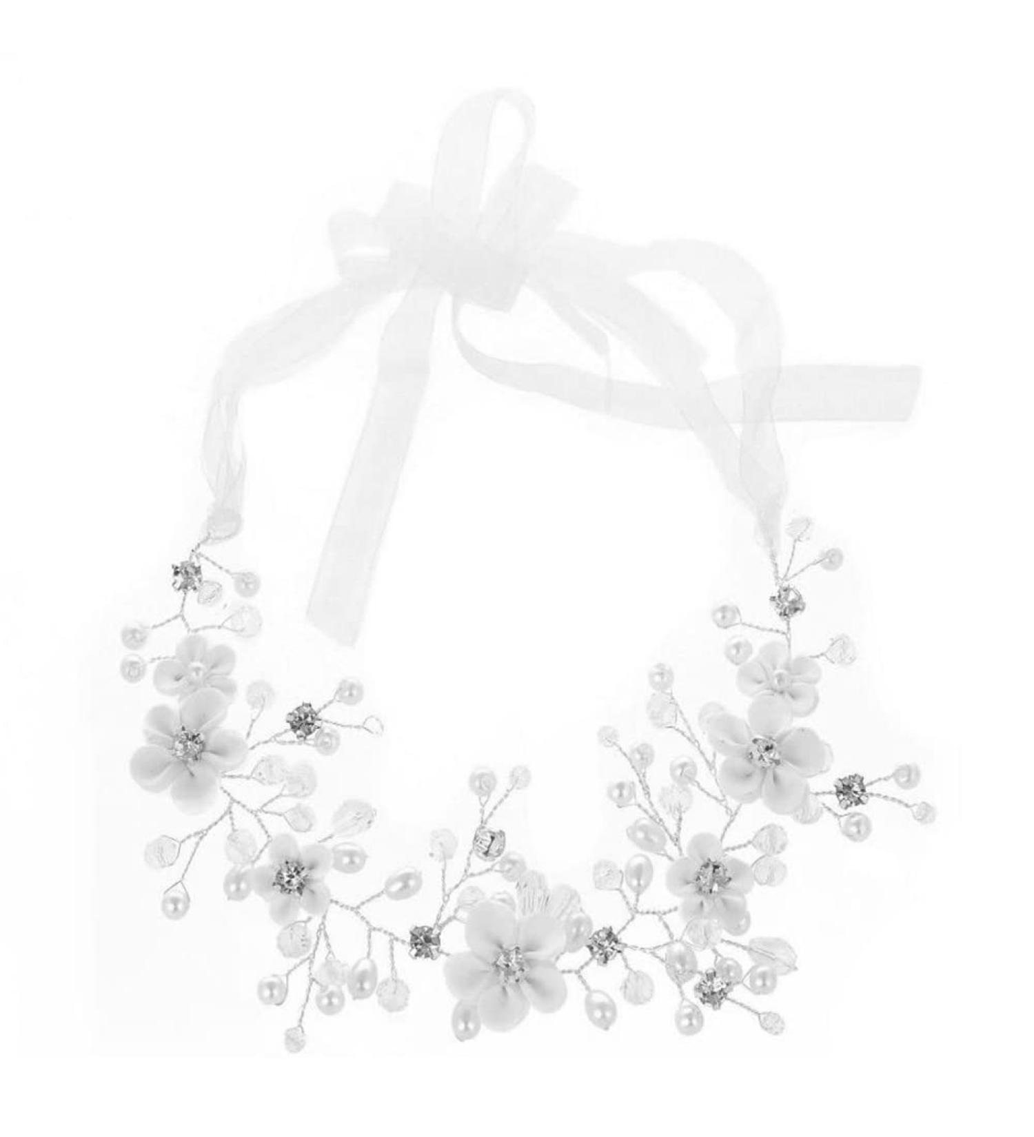 KOMUNJ Silver Bride Headband Crystal Bridal Hair Accessories Crystal Headpieces Flower Headband Bridal Hair Pieces Pearl Hair Accessories for Women and Girls (Silver) - Buy Online on SooperMarket.com