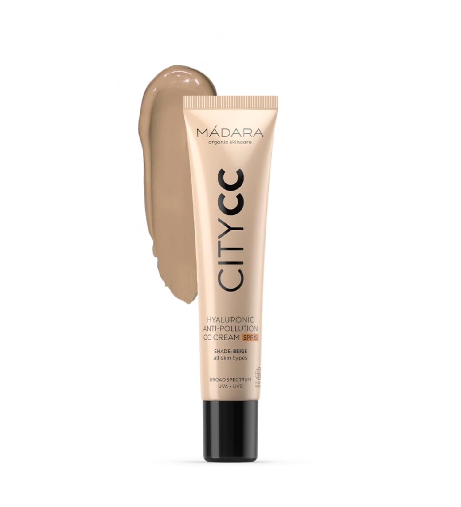 M DARA Organic Skincare |CITY CC Hyaluronic Anti-pollution CC cream SPF 15 BEIGE 40ml - With Hyaluronic Acid and broad spectrum UVA/UVB sunscreen Lightweight Silky texture Ecocert certified. 40 g (Pack of 1) Beige