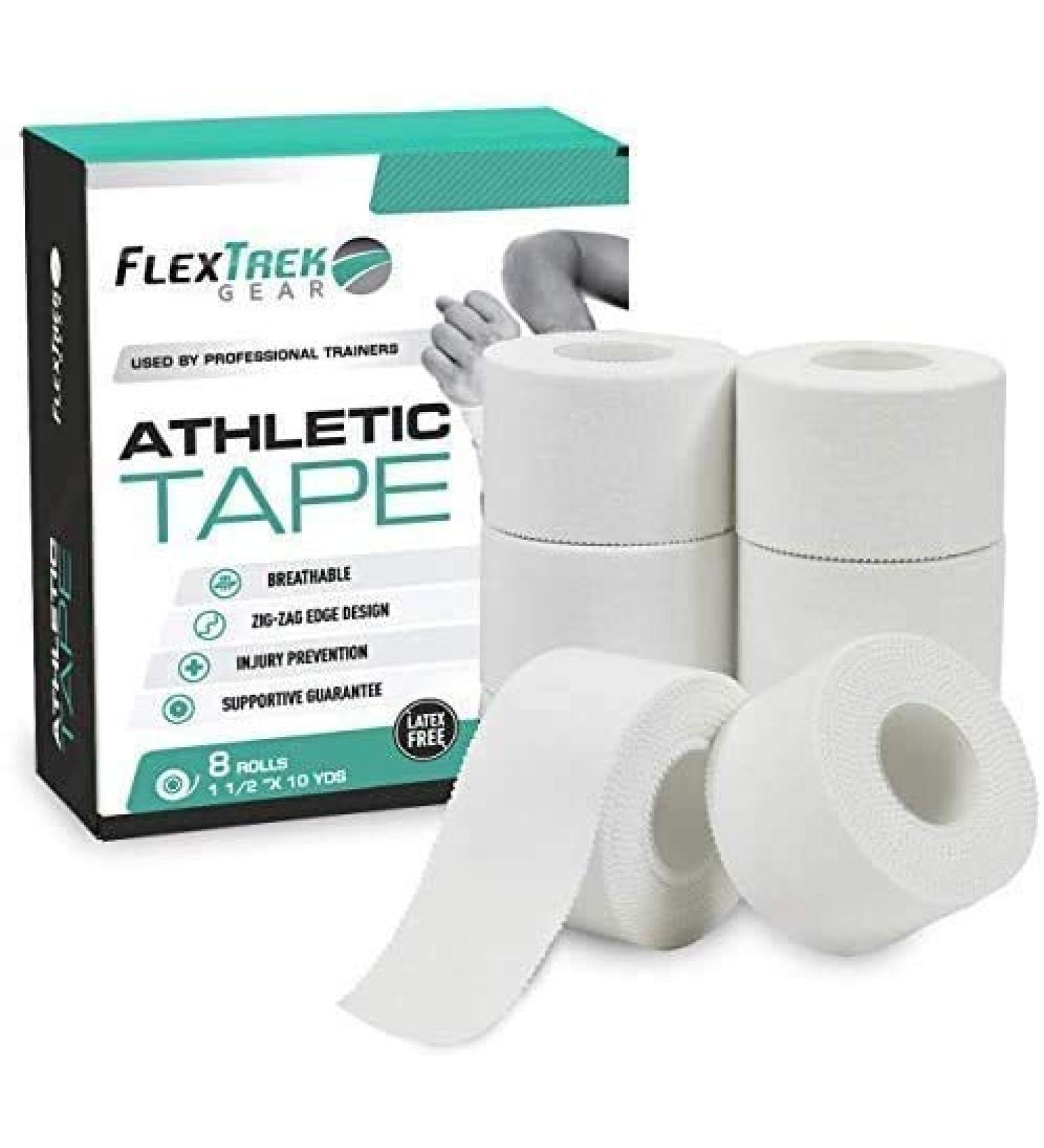 AFFORDTEX Sports Tape Bundle - 8 Adhesive Rolls, Zig-Zag Edge, Skin-Friendly Athletic Tape - 1.5 x 10 Yards for Athletes, Coaches, Amateurs - Buy Online on SooperMarket.com