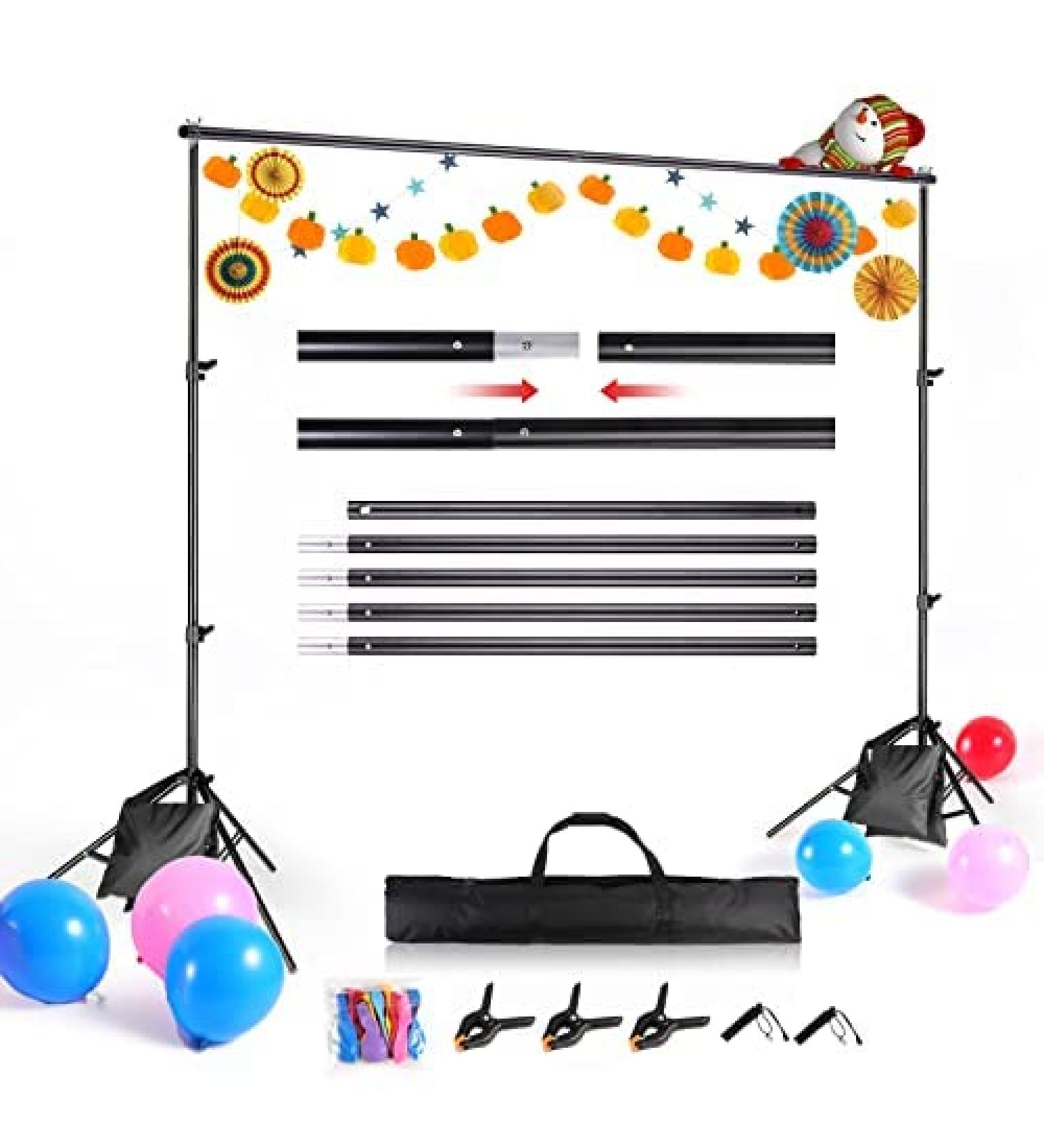 6.5x10ft Adjustable Backdrop Stand for Parties & Wedding Photography + 12 Balloons | ZBWW Photo Video Studio | Advertising Display - Buy Online on SooperMarket.com