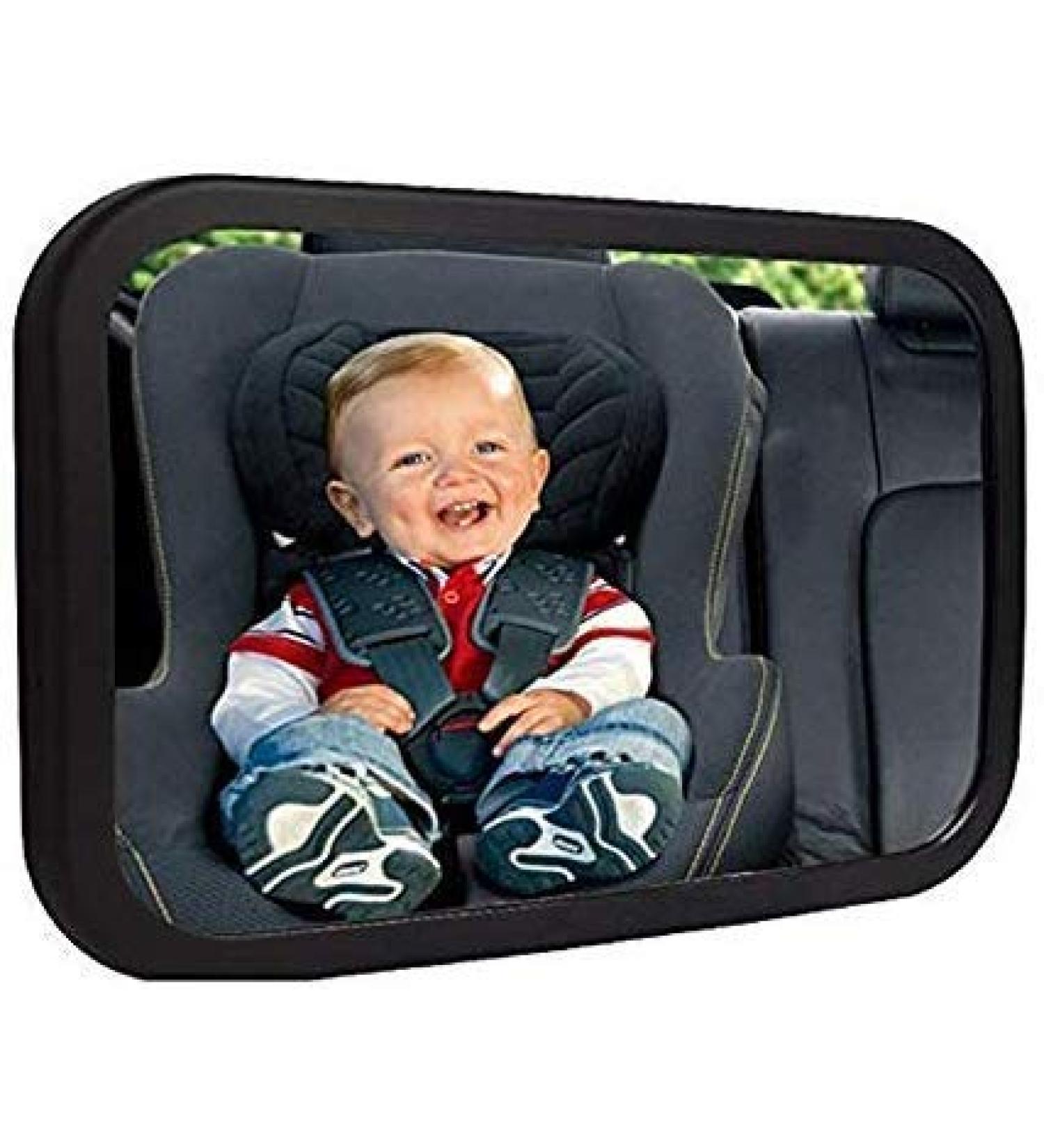 Large Shatterproof Baby Car Mirror | Back Seat Baby Mirror for Monitoring Child | Lightweight & Safe Rear View Mirror - Buy Online on SooperMarket.com