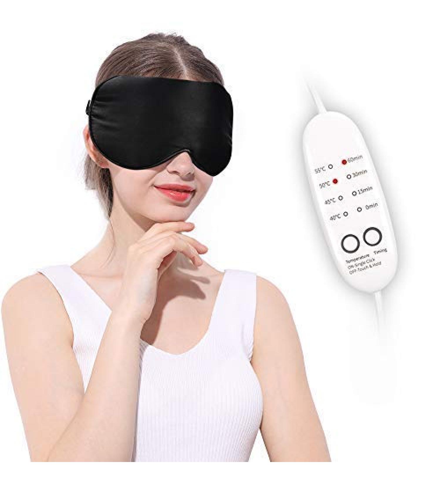 Emacombo Heated Eye Mask | Reusable USB Silk Steaming Eye Mask with Temperature Control | for Sleeping, Puffiness, Dry Eyes, Tired Eyes | Best for Blepharitis, Styes, and Eye Bags - Buy Online on SooperMarket.com