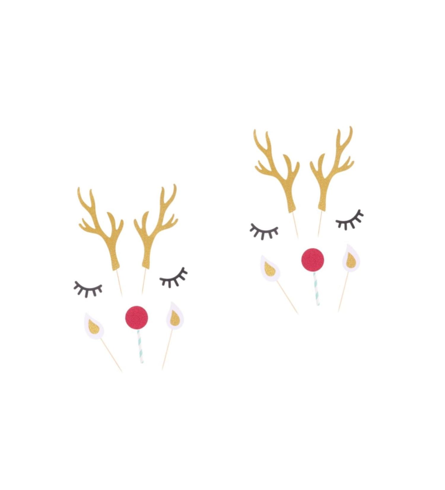 Didiseaon 10 Sets Glitter Outfit Cocktail Garnish Birthday Cake Topper Christmas Reindeer Cupcake Topper Christmas Toppers Antler Flash Plug-in Baking Paper Insert Card Child Top Hat - Buy Online on SooperMarket.com