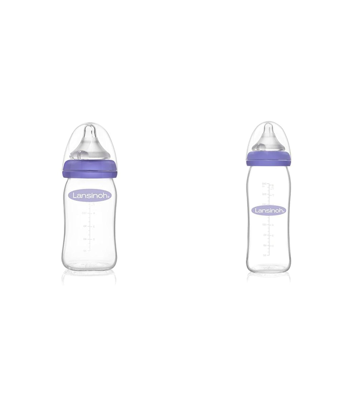 Lansinoh Glass Baby Bottles with NaturalWave Teats - Size S (160ml) & Size M (240ml) - Eco-Friendly Feeding Solutions for Babies - Buy Online on SooperMarket.com