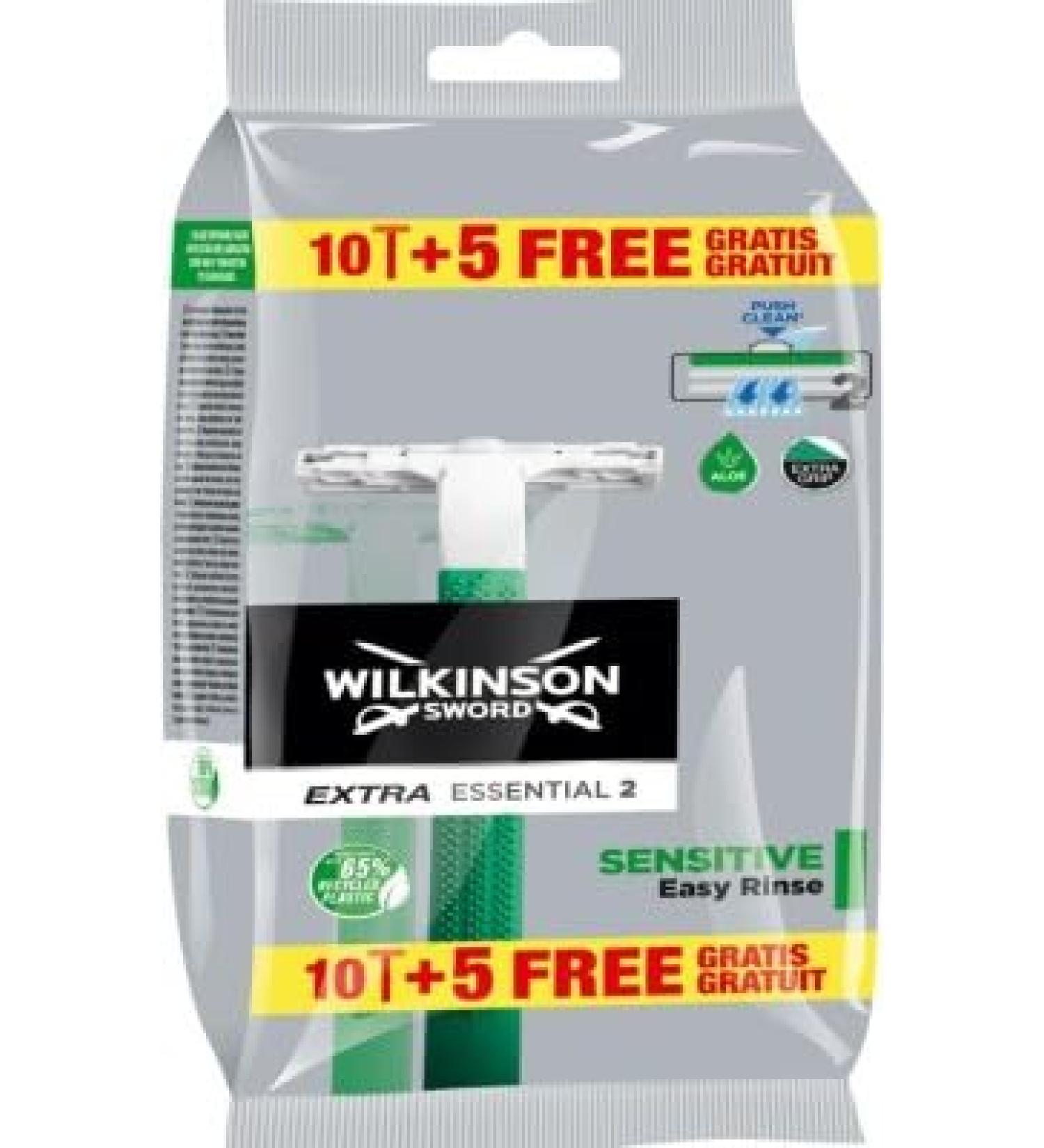 Wilkinson Sword Extra 2 Sensitive Men's Disposable Razors 10 + 5 pcs 1-pack 15 pieces (1-pack)