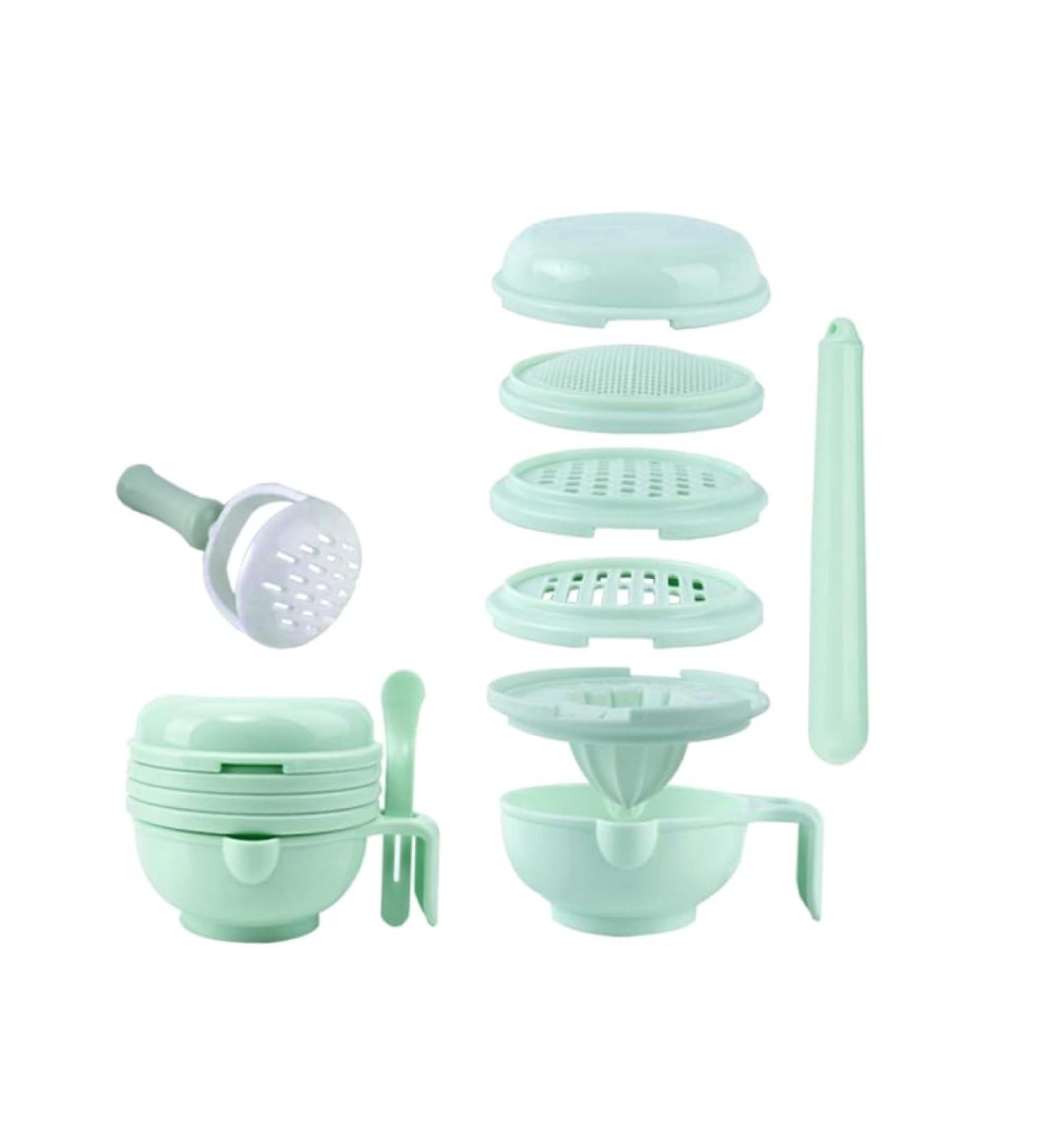 Baby Food Grinder 8 in 1 Food Masher Maker Portable Baby Feeder Food Processor Smasher Serve Bowl 8Pcs/Set Baby food grinder set - Buy Online on SooperMarket.com