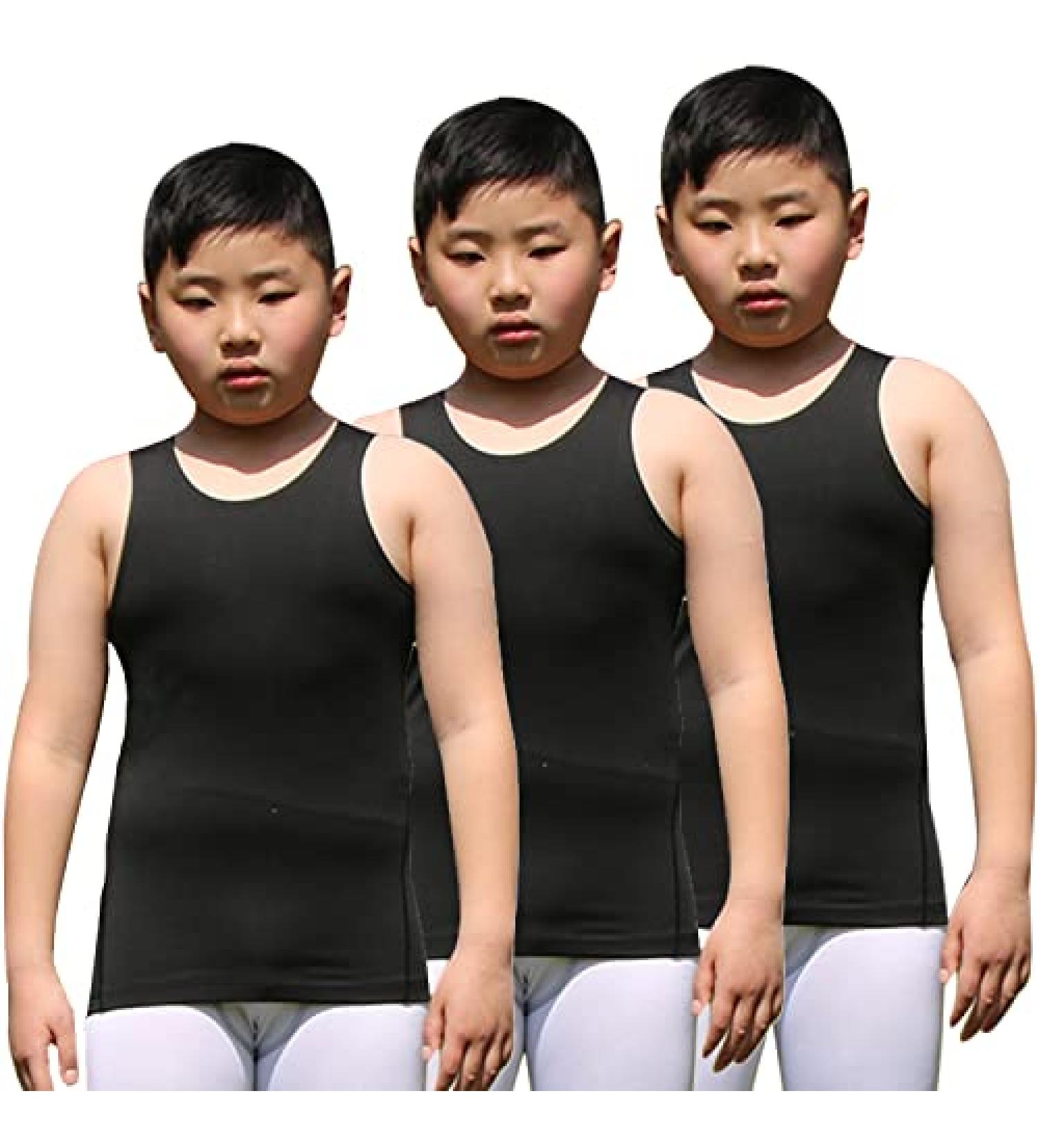 Kids Compression Tank Tops 3 Pack - Youth Boys/Girls Athletic Sleeveless Shirts for Workout Base Layer - Black - Buy Online on SooperMarket.com