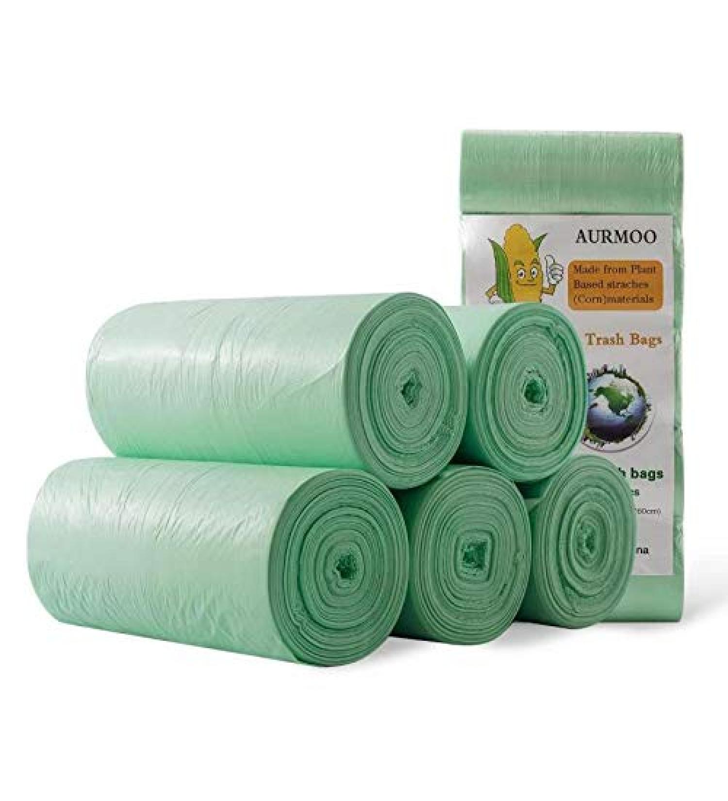 Buy 50 Organic Waste Bags 60L | Aurmoo 16 Gal Kitchen Food Waste Bags - Eco-Friendly Perfect for Kitchen Office & Living Room (60x80cm Green) - Buy Online on SooperMarket.com