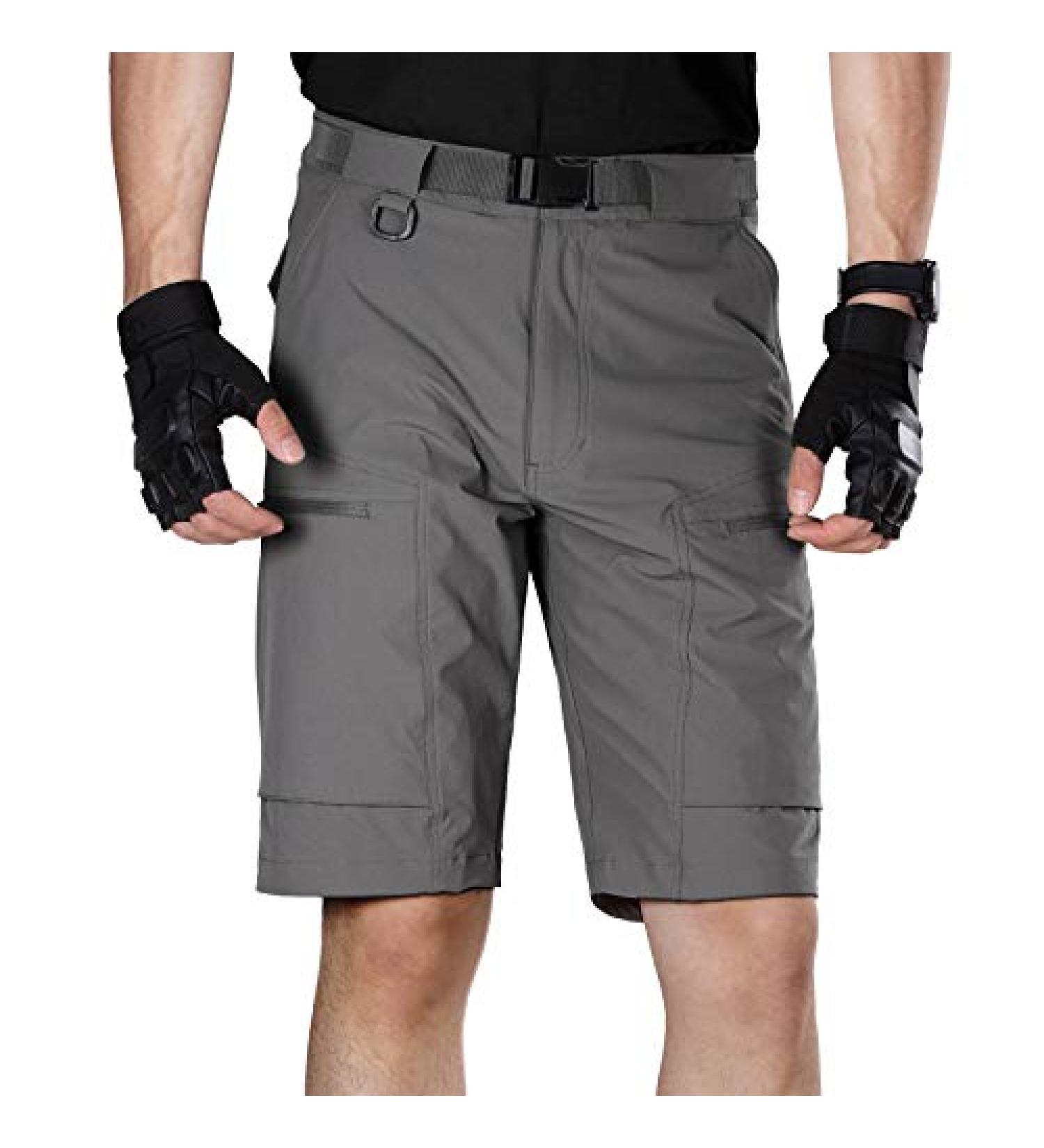 FREE SOLDIER Men's Cargo Shorts 32W x 12L Gray - Lightweight Quick Dry Hiking Tactical Shorts with Belt | Nylon Spandex Blend | Breathable & Durable - Buy Online on SooperMarket.com