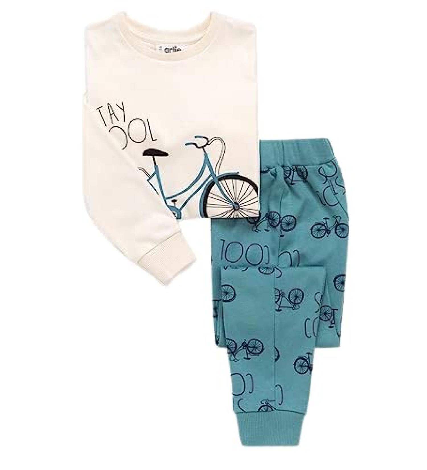 artie Baby Boys Comfortable Pyjamas for Kids Nightwear Children Footless 100% Cotton Long Sleeve Pjs Outfit Sets of 2 Pieces Pajamas for 12 Months to 8Years Old 12-24 Months Light-blue