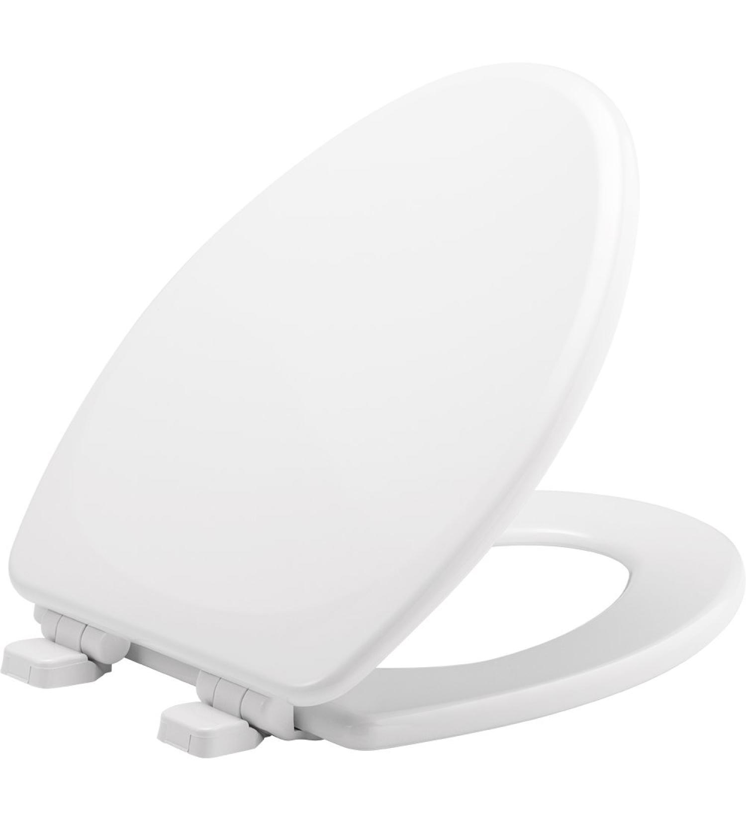 MAYFAIR 1843SLOW 000 Lannon Elongated Toilet Seat with Slow Close and Never Loosen Feature - Durable White Enameled Wood - 1 Pack - Buy Online on SooperMarket.com