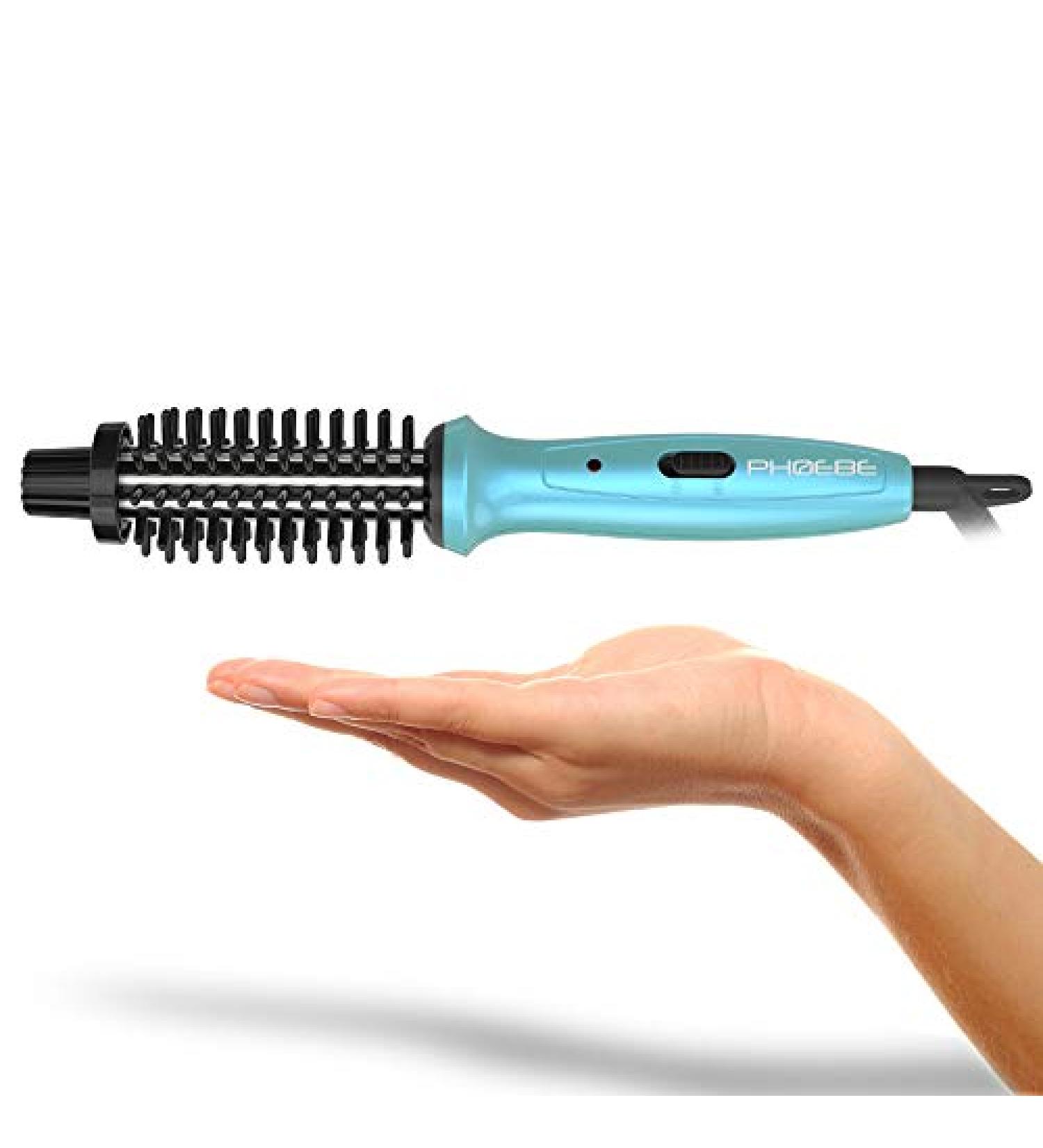 Mini Curling Iron PHOEBE Hair Brush for Travel, 3/4 Inch Dual Voltage Ceramic Tourmaline Ionic Hot Curler Brush with Traveling Bag for Europe, Professional Heated Brush Styler for Short Hair