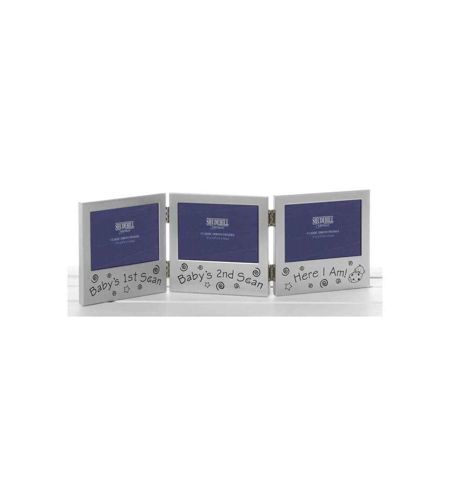 Shudehill Baby Triple Ultrasound Scan Photo Frame 5" x 3" Silver Triple Baby Scan