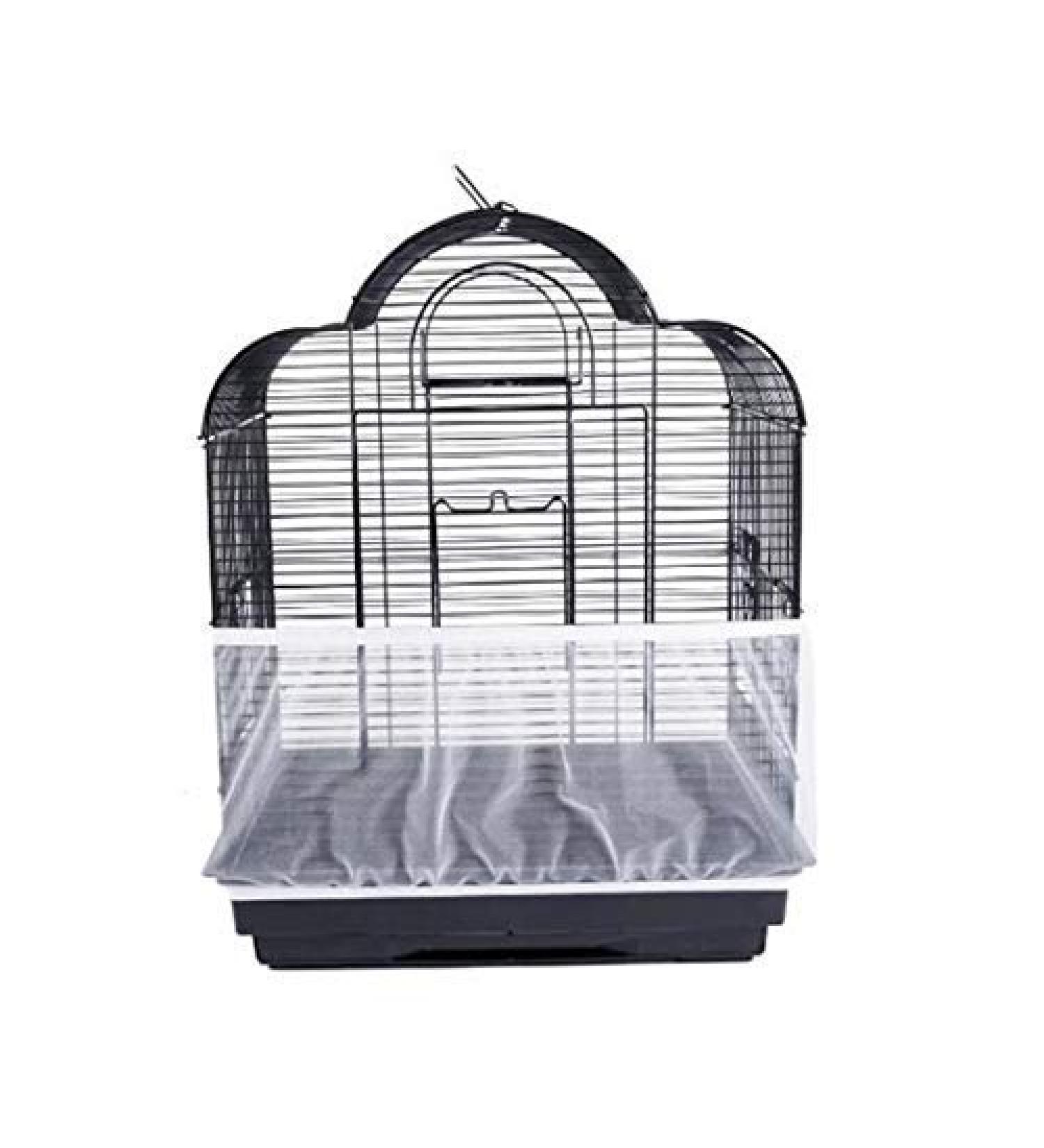TIANRUOXIAOKE Universal Bird Cage Seed Catcher - Medium White Parrot Mesh Net Cover for Cage - Stretchy Skirt Traps Seeds Guard & Keeps Cage Clean - Buy Online on SooperMarket.com