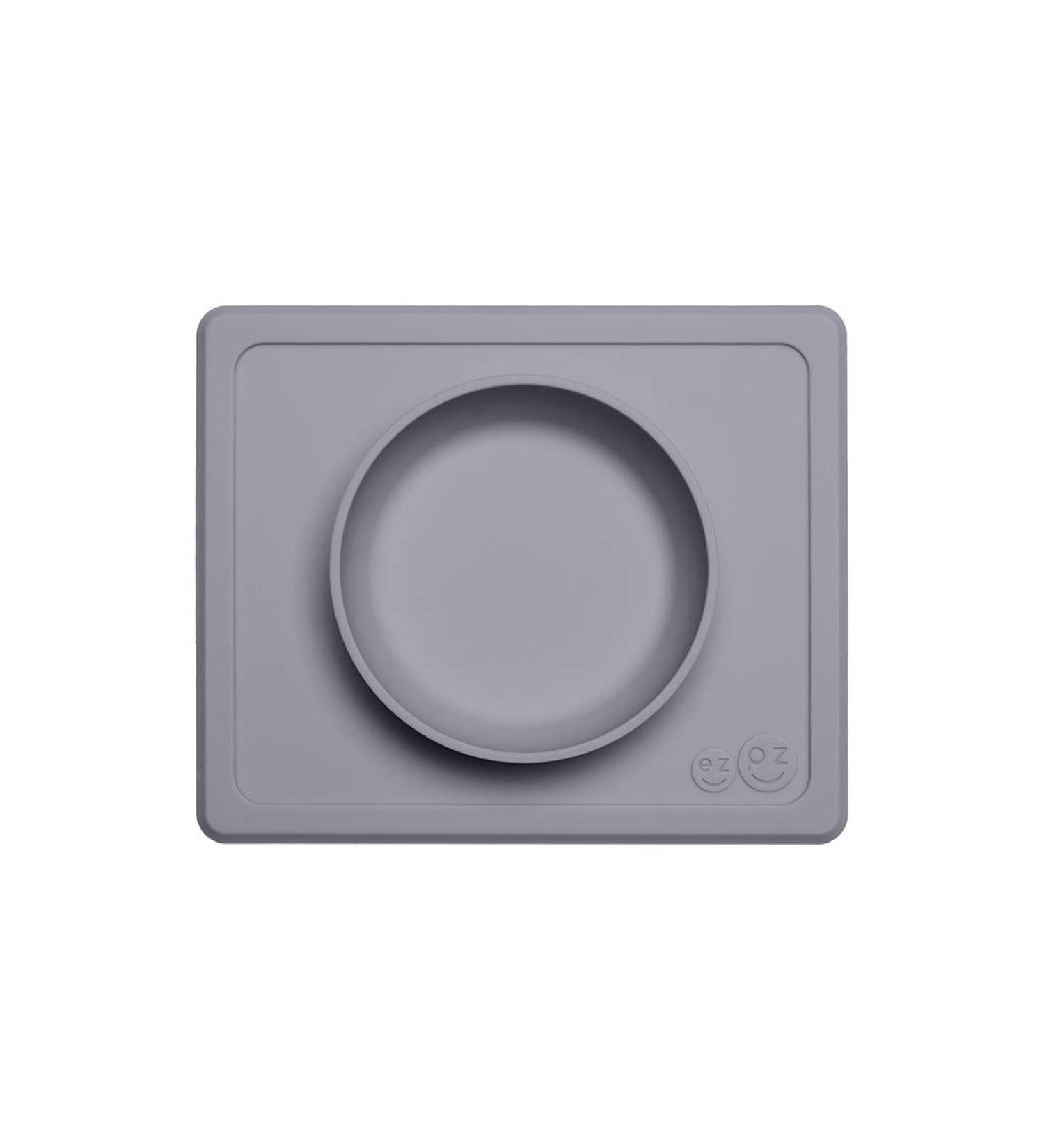 ezpz Mini Bowl (Gray) - Silicone Suction Bowl with Placemat for Infants + Toddlers | Reusable Travel Bag Included - Buy Online on SooperMarket.com