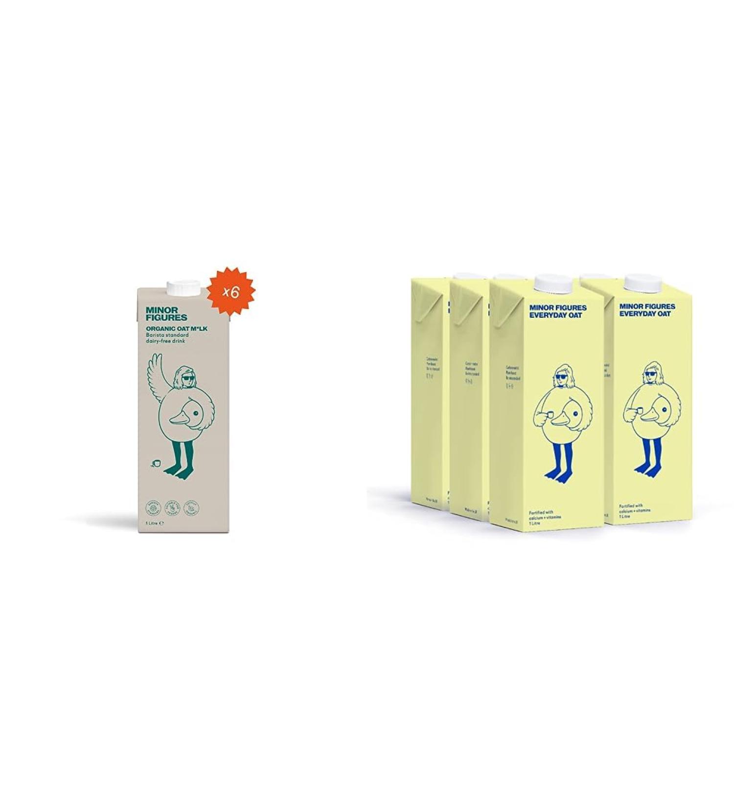 Minor Figures Barista Organic Oat Milk Made in The UK (No Added Sugar/Non Dairy Milk/Vegan & Everyday Oat Milk with Calcium and Vitamins 1 Litre x 6 Cartons - Buy Online on SooperMarket.com