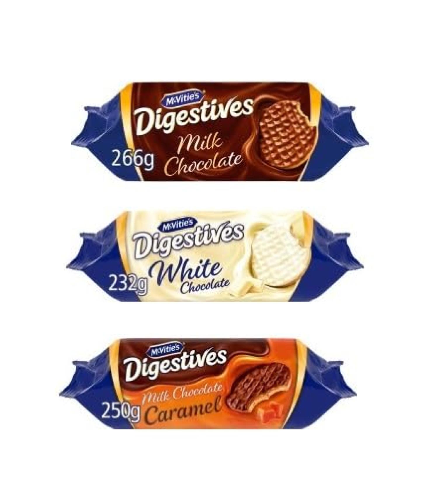 McVitie's Digestives Biscuit Bundle - Milk Chocolate, White Chocolate, and Caramel 748g - Buy Online on SooperMarket.com