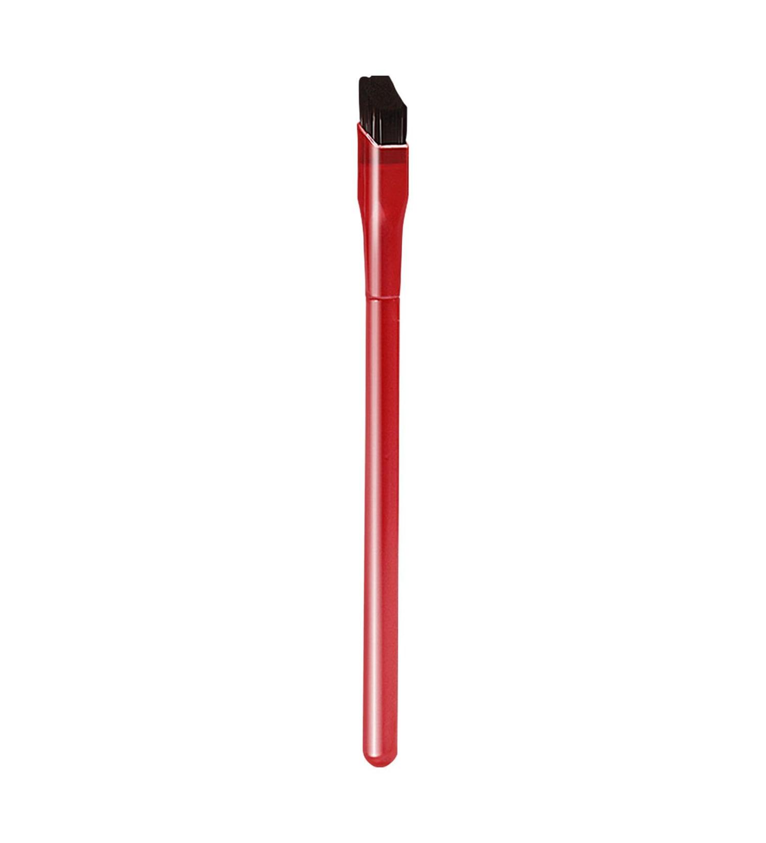 Professional Eyebrow Brush with Spoolie - Fiber Bristles Angled & Flat Applicator for Liquid Gel & Eyeshadow - 5.91 Inch Red - Buy Online on SooperMarket.com