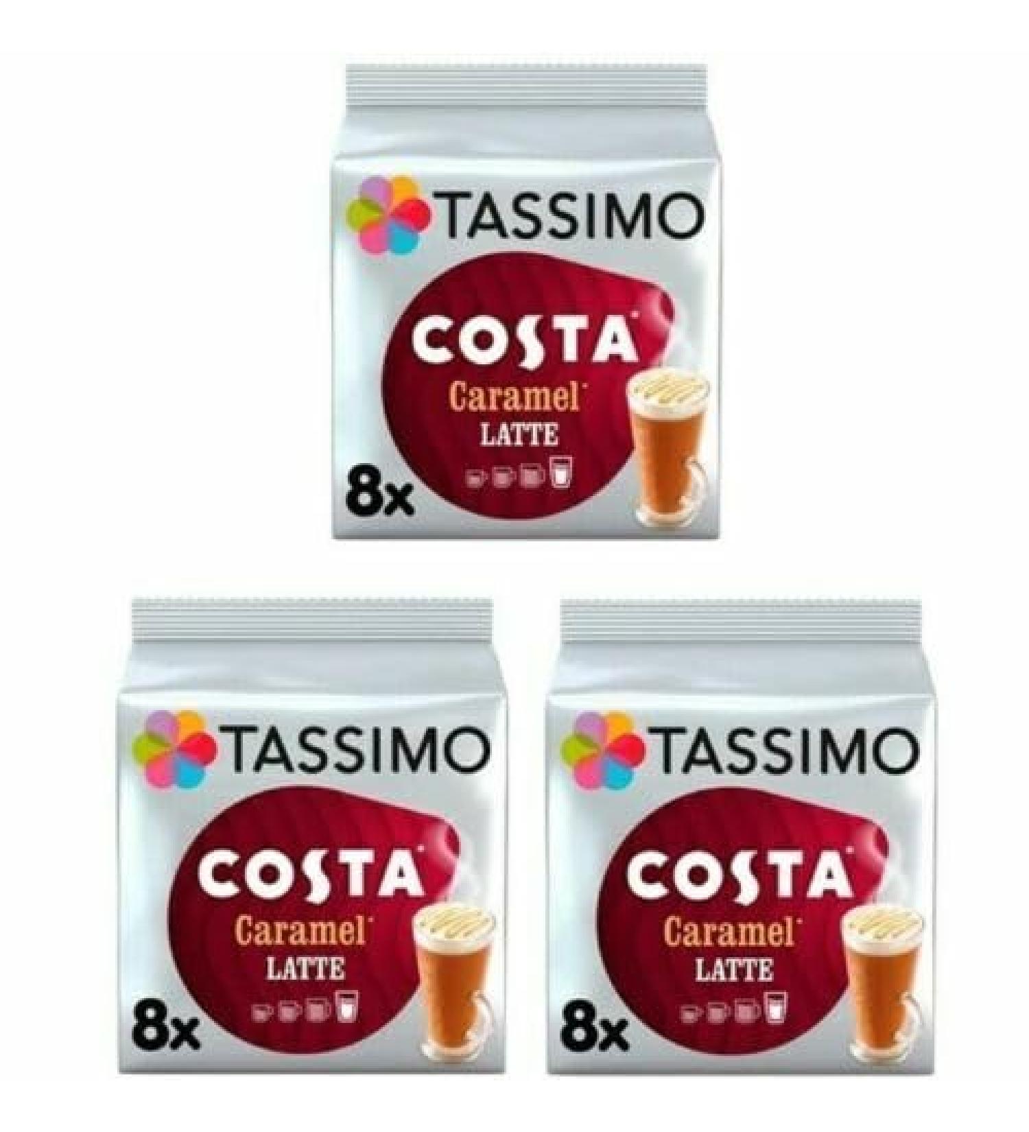 Tassimo Compatible Costa Latte Caramel Coffee Pods 16 discs - (Pack of 3 Total 48 discs 24 Drinks) - Buy Online on SooperMarket.com