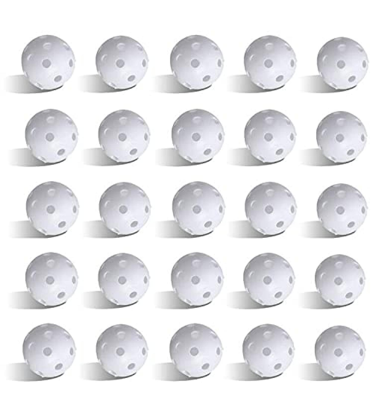 FUNZON Practice Golf Balls 25 Pack - Lightweight Plastic Airflow Hollow Balls for Driving Range & Swing Training - Indoor/Outdoor Use - White - Buy Online on SooperMarket.com