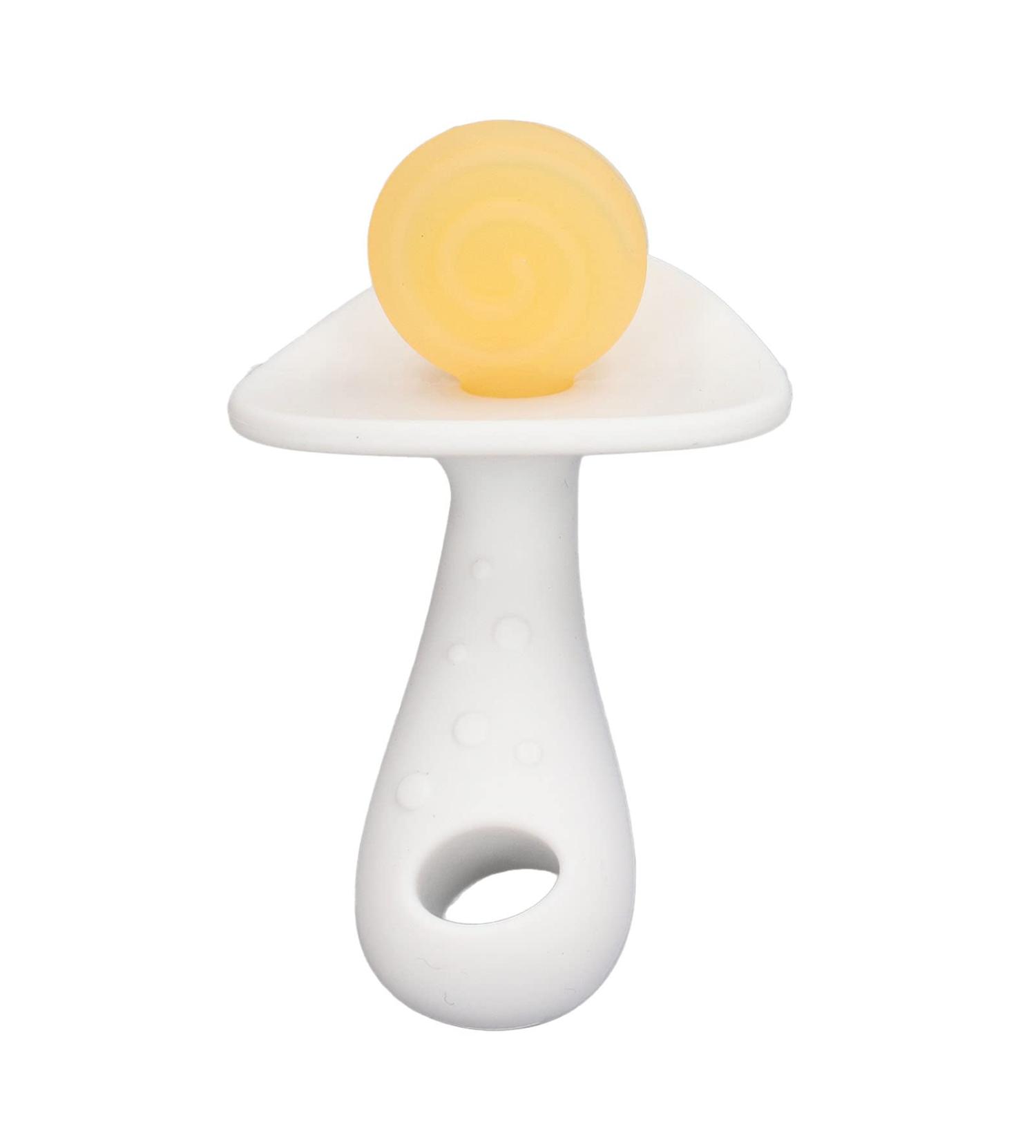 Newborn Teething Toy: Large Silicone Baby Teether Stick (Yellow/White) - Easy to Clean, Textured Handle - 6-12 Months - Buy Online on SooperMarket.com