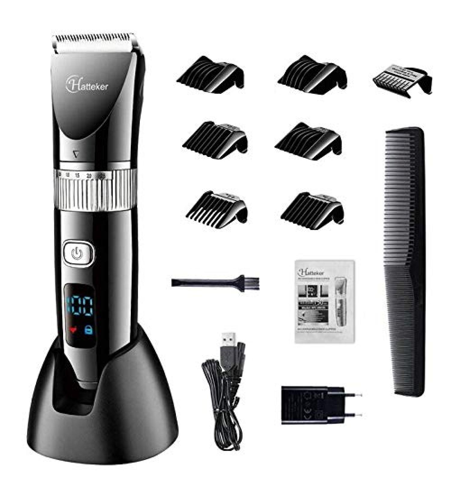 HATTEKER Pro Cordless Mens Hair Clippers Rechargeable Hair Trimmer Electric Beard Trimmer for Men Waterproof Haircut Kit USB Rechargeable - Buy Online on SooperMarket.com