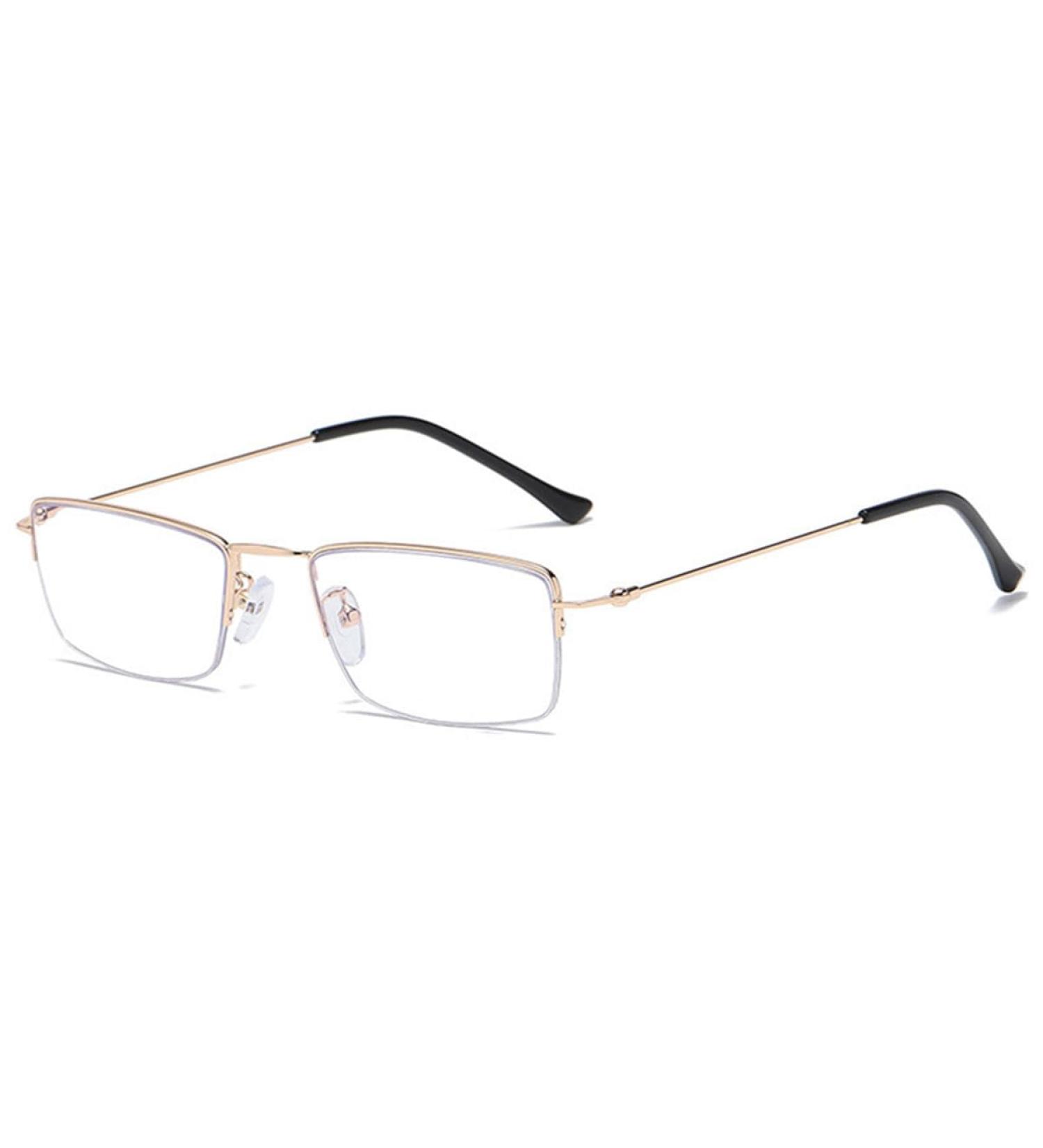Buy Koosufa Varifocal Reading Glasses for Men - Progressive Multifocus Anti-Blue Light Half Frame Metal Glasses - Workplace & Computer Use - Available in Multiple Strengths 1.0 to 4.0 - Gold Finish - Buy Online on SooperMarket.com