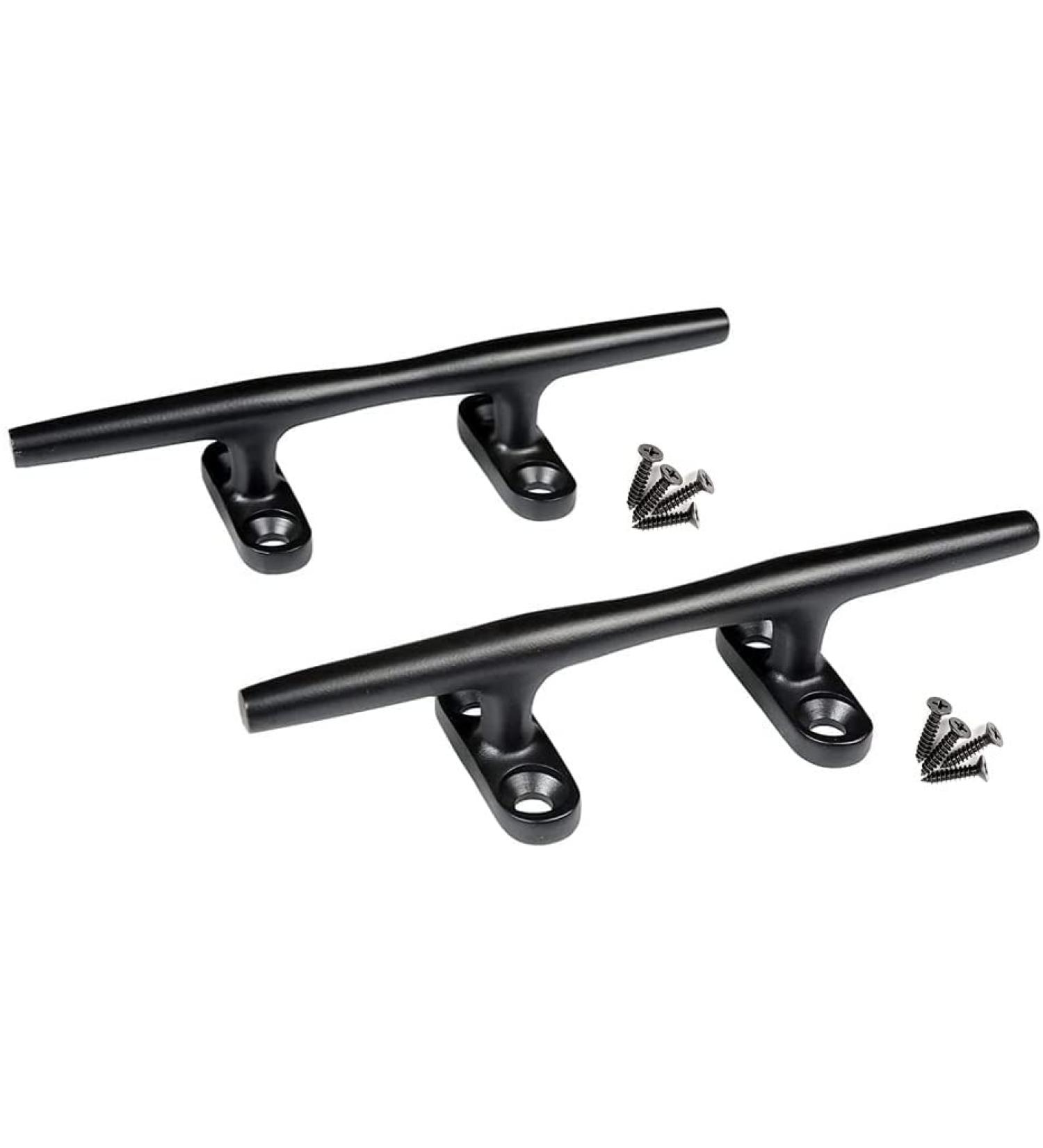 MIZUGIWA 4 Inch Boat Cleat Marine 316 Stainless Steel Open Base Deck Cleat Black - Set of 2 - Buy Online on SooperMarket.com