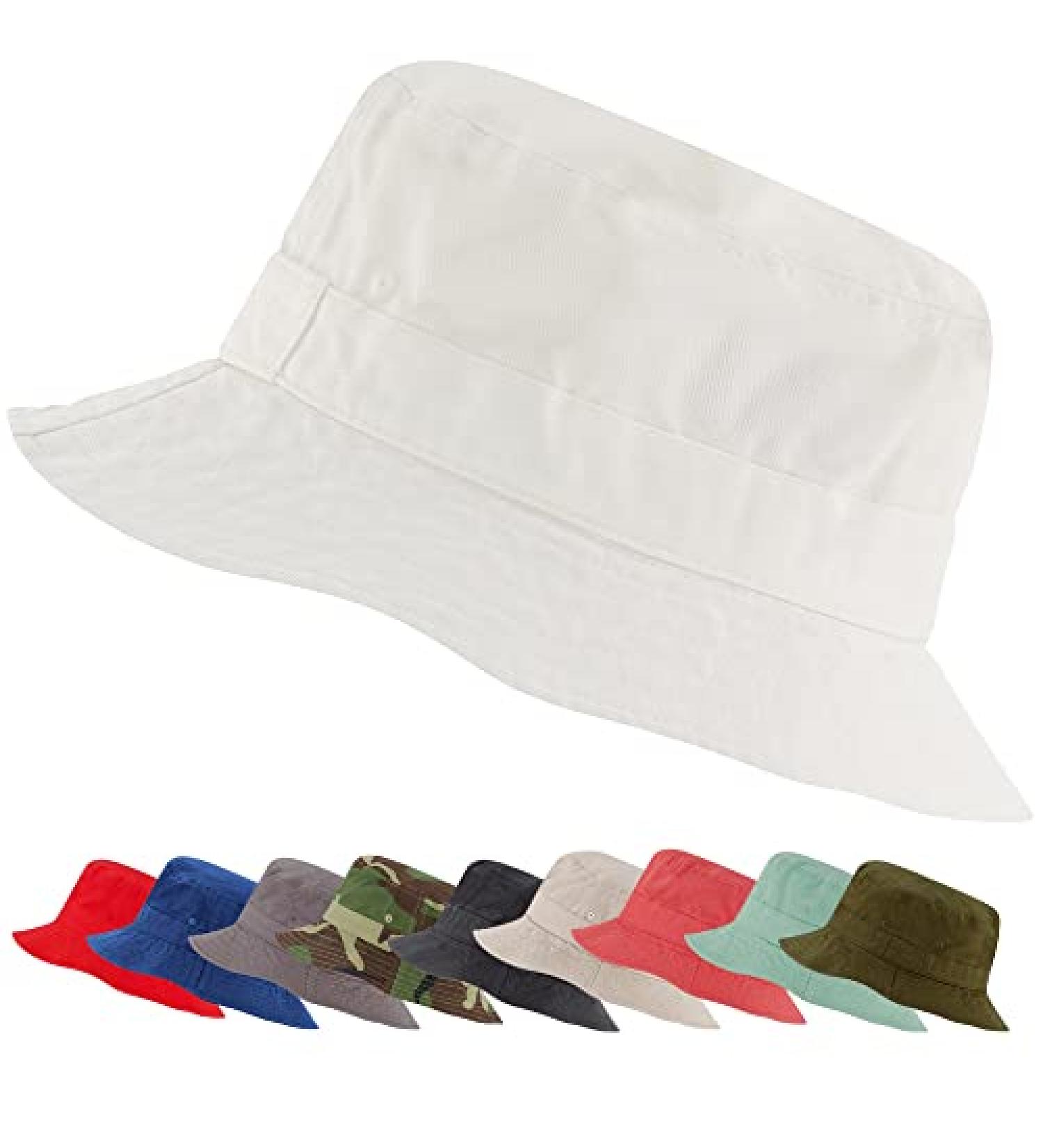 Cute Cotton Bucket Hat for Beach Sun Summer Travel - White (XS-S) - Men, Women, Teens - Packable & Lightweight - Buy Online on SooperMarket.com