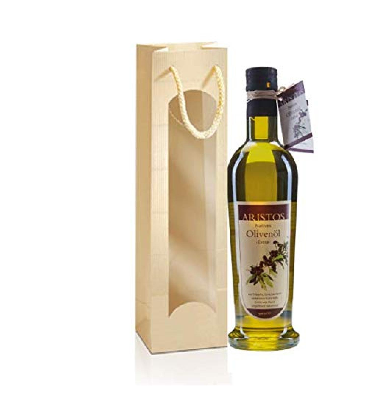 Olive Oil Gift Set | Premium Greek Cold Pressed Koroneiki | ARISTOS Gift Bag with Viewing Window - Buy Online on SooperMarket.com