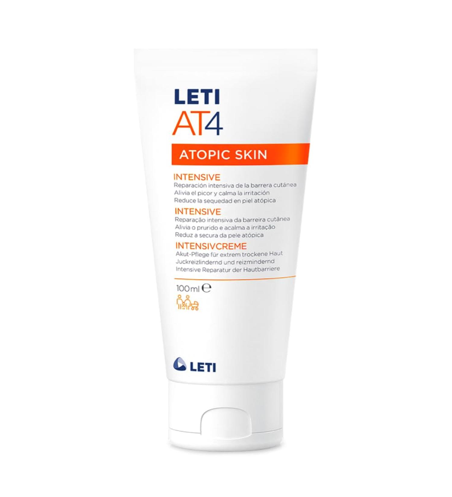 LETI AT4 Intensive Cream - Acute Relief for Eczema & Skin Irritation | Moisturizing Treatment for Extremely Dry Skin - 100ml - Buy Online on SooperMarket.com