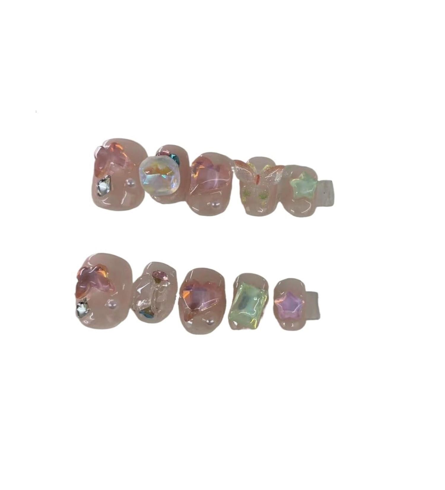 Handmade Nail Wearing Sweet Mocha Diamond Nail Fantasy Candy Nail Patch False Nail (Size : L) - Buy Online on SooperMarket.com