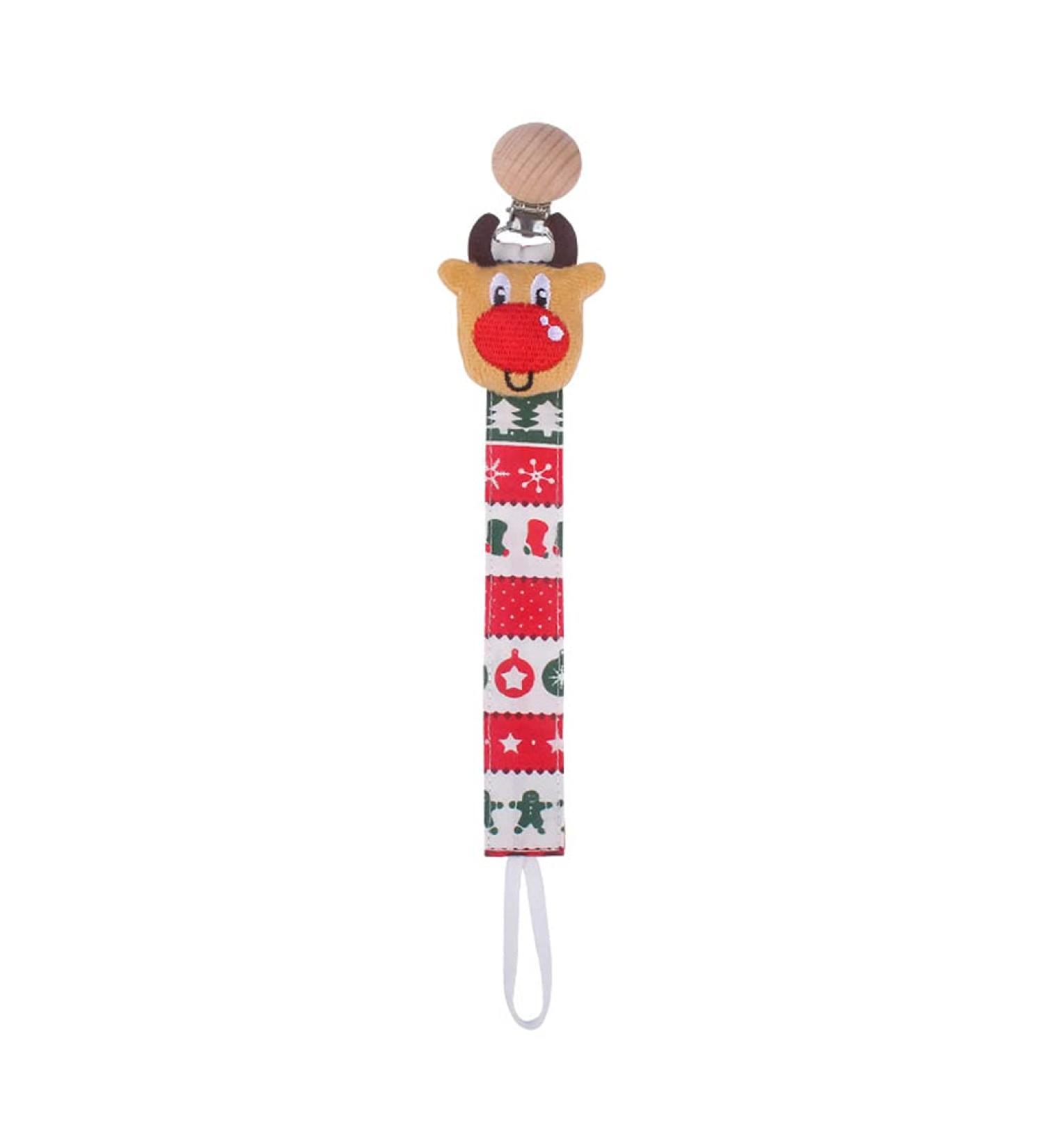 TIAN-K Christmas Elk Pacifier Chain | Cotton Teething Toy for Newborns | International Shipping - Buy Online on SooperMarket.com