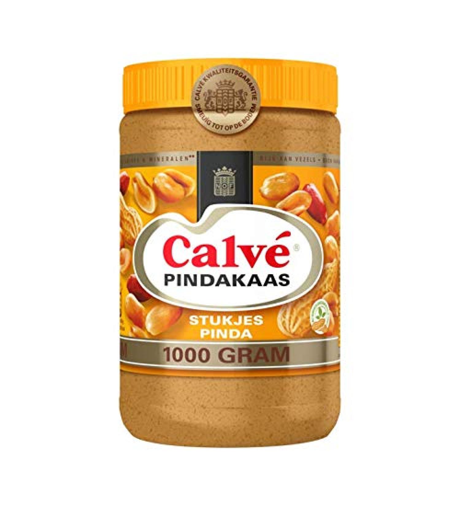 Calv Peanut Butter - pindakaas with peanut pieces from Holland - jar 35.2 ounce (1000 gram) - Buy Online on SooperMarket.com