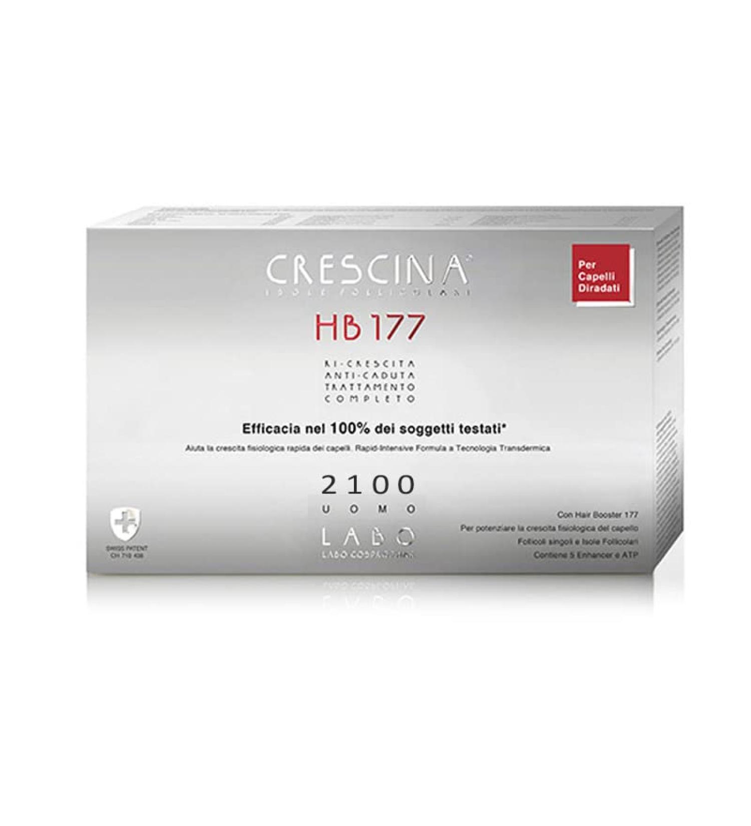 Crescina Transdermic Follicular Islands HB 177 and Anti-Fall Treatment Complete Hair Booster 2100 Man 10+10 vials