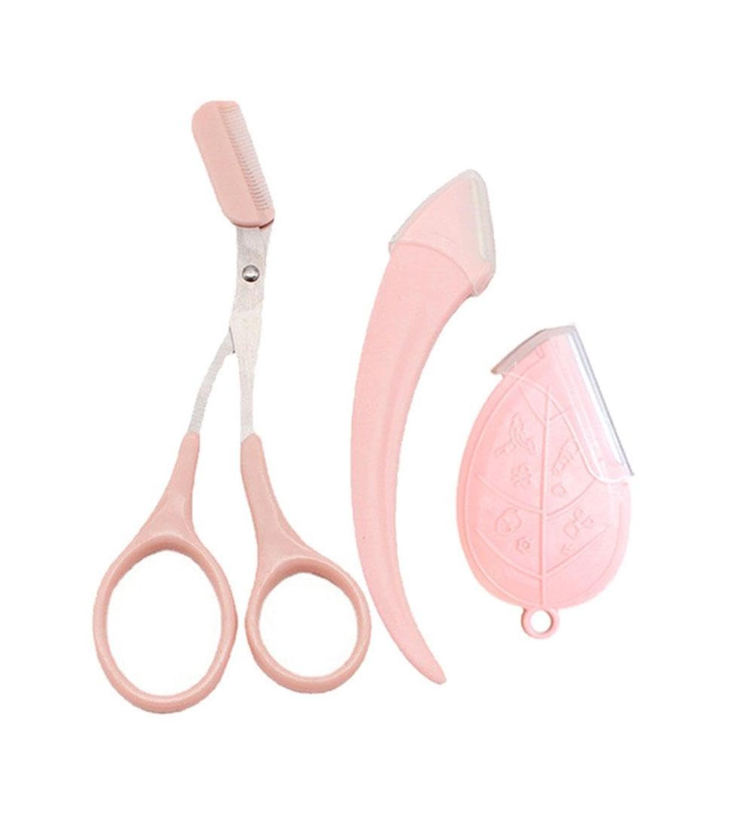 Professional Eyebrow Trimmer & Facial Razor for Women - Eyebrow Scissors with Accessories - T6E1 Bridal Scraper Comb in Rose - Buy Online on SooperMarket.com