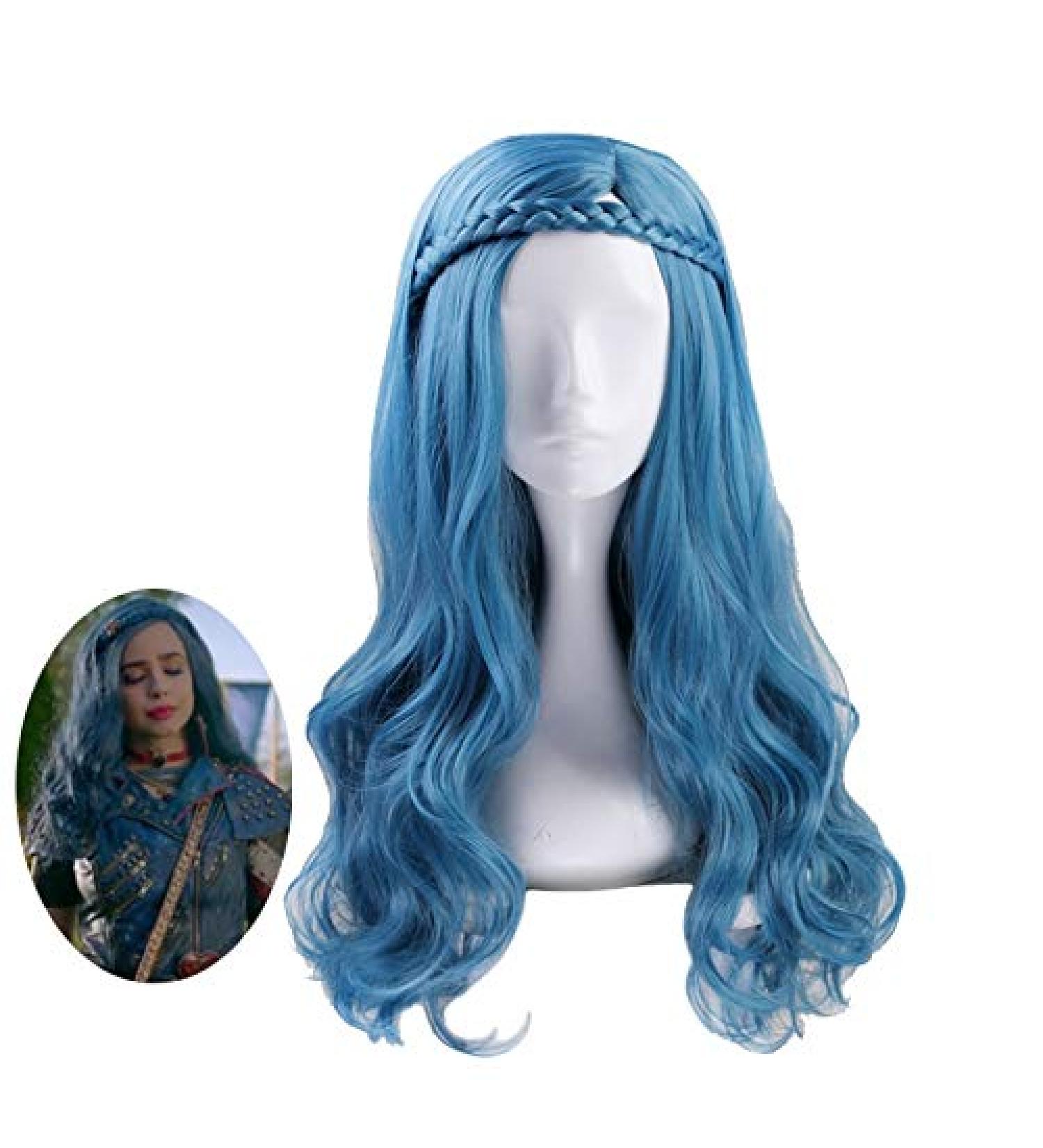 Buy Descendants 2 Evie Wig - Long Blue Braided Wavy Synthetic Hair + Cap | Heat Resistant International Shipping - Buy Online on SooperMarket.com