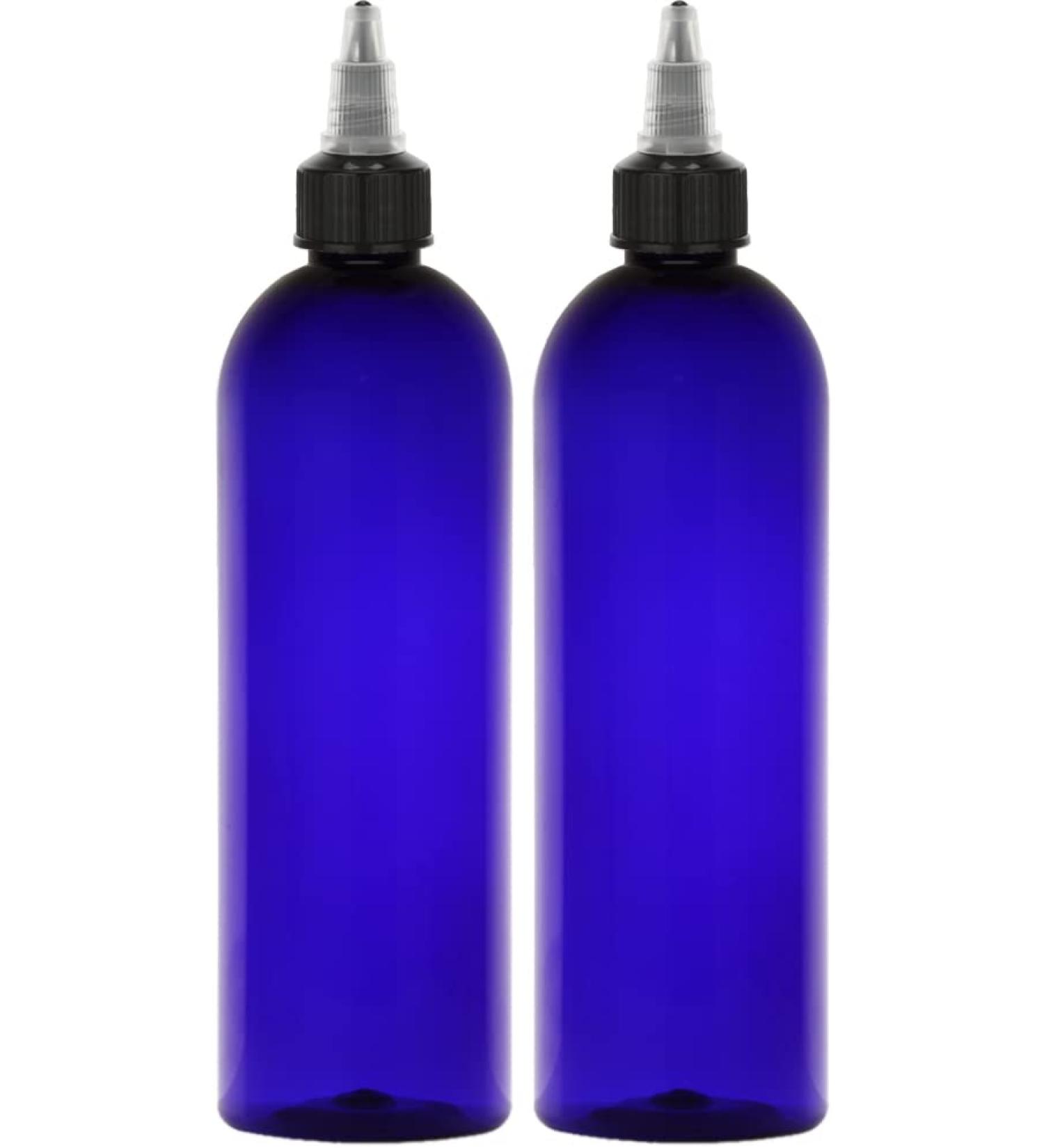 BRIGHTFROM 16 oz Twist Top Applicator Bottles 2 Pack - BPA-Free PET, Refillable, Multi Purpose Squeeze Empty Plastic Bottles with Black Nozzle (Blue) - Buy Online on SooperMarket.com